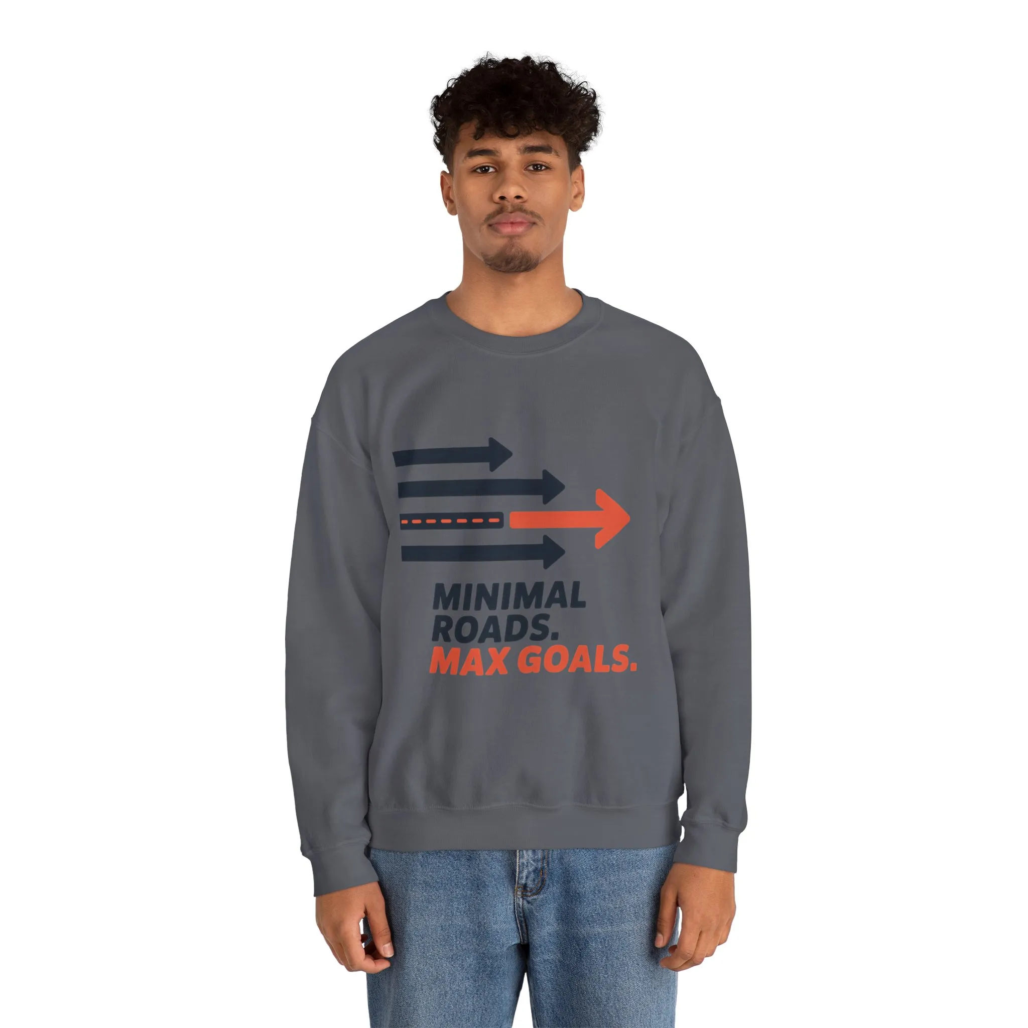 Mens Heavy Blend™ Crewneck Sweatshirt, Minimal Roads Max Goals Motivational Mens Sweatshirt - Image 20