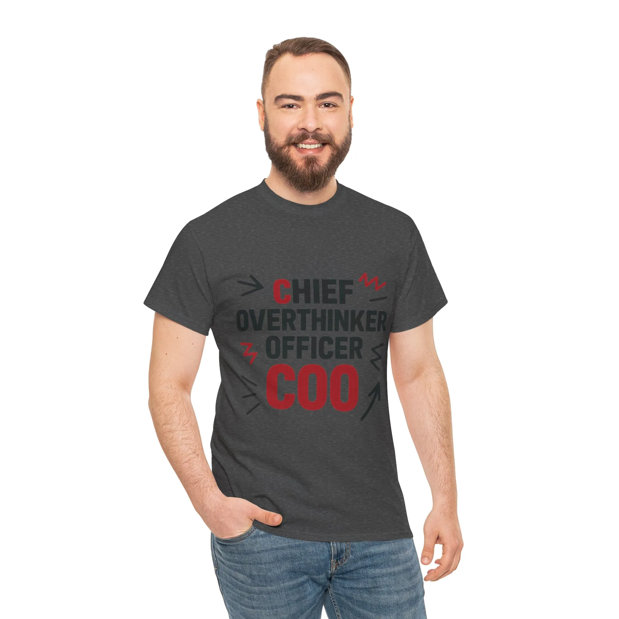 Men's COO T-Shirt, Chief Overthinker Officer Funny Graphic Tee, Office Humor Shirt for Him - Image 16