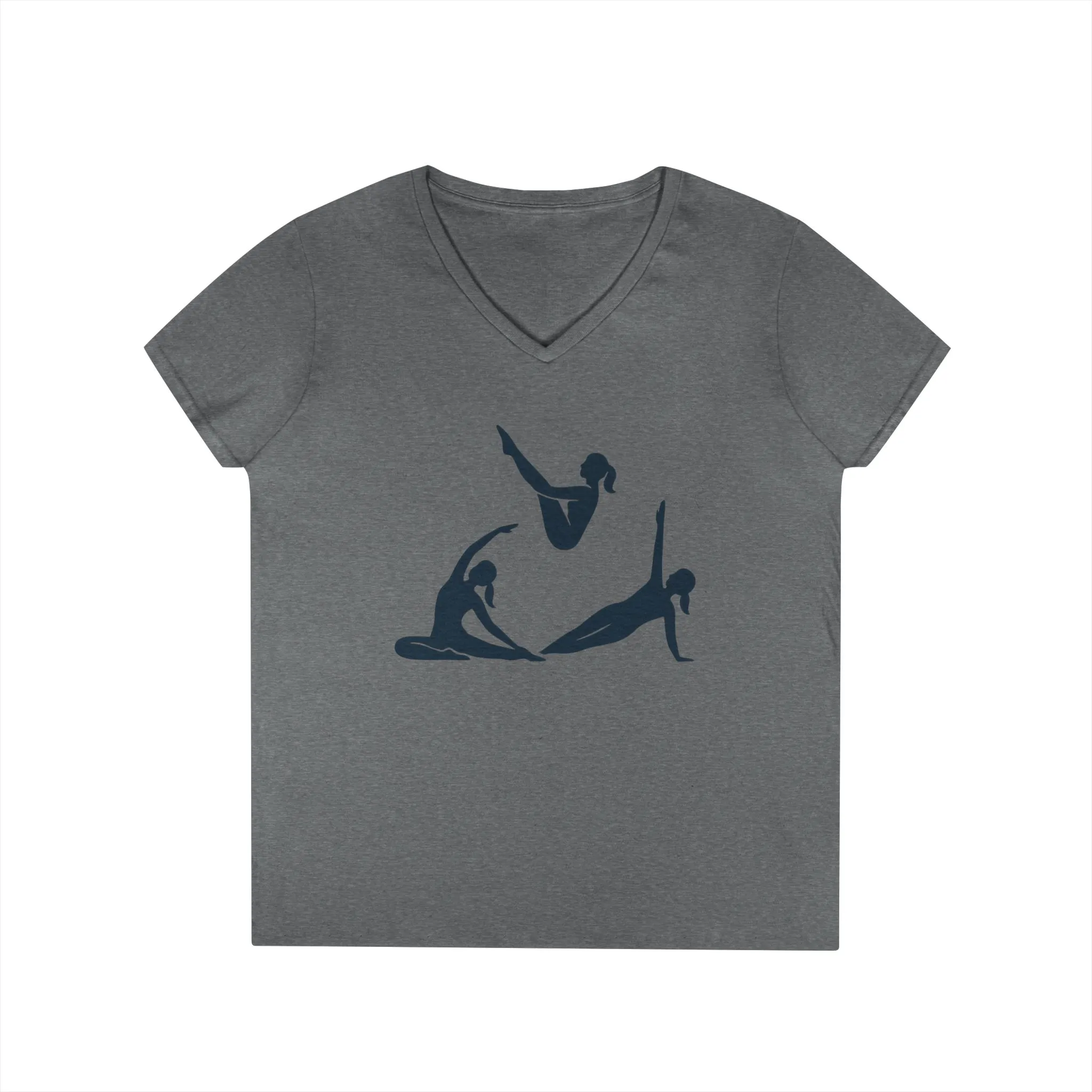 Ladies' V-Neck T-Shirt, Womens Pilates Graphic T-Shirt, Yoga Fitness Tee, Workout Top with Silhouette Print - Image 10
