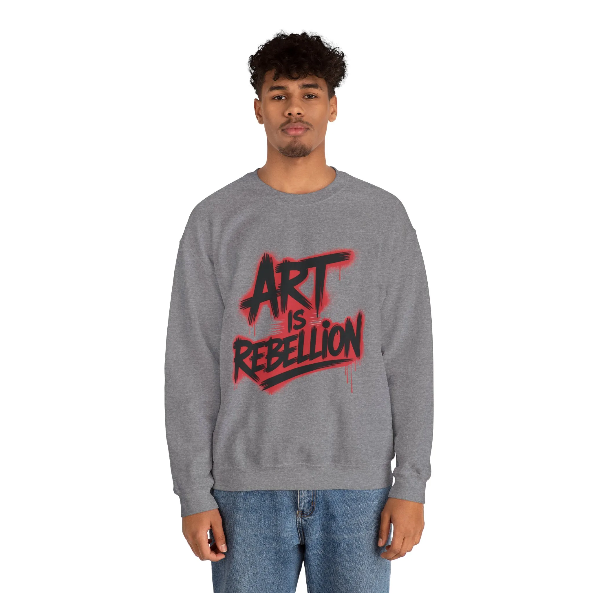 Men's Heavy Blend™ Crewneck Sweatshirt, Art Is Rebellion Men's Crewneck Sweatshirt, Graffiti Street Art Pullover, Urban Rebellion Streetwear - Image 15