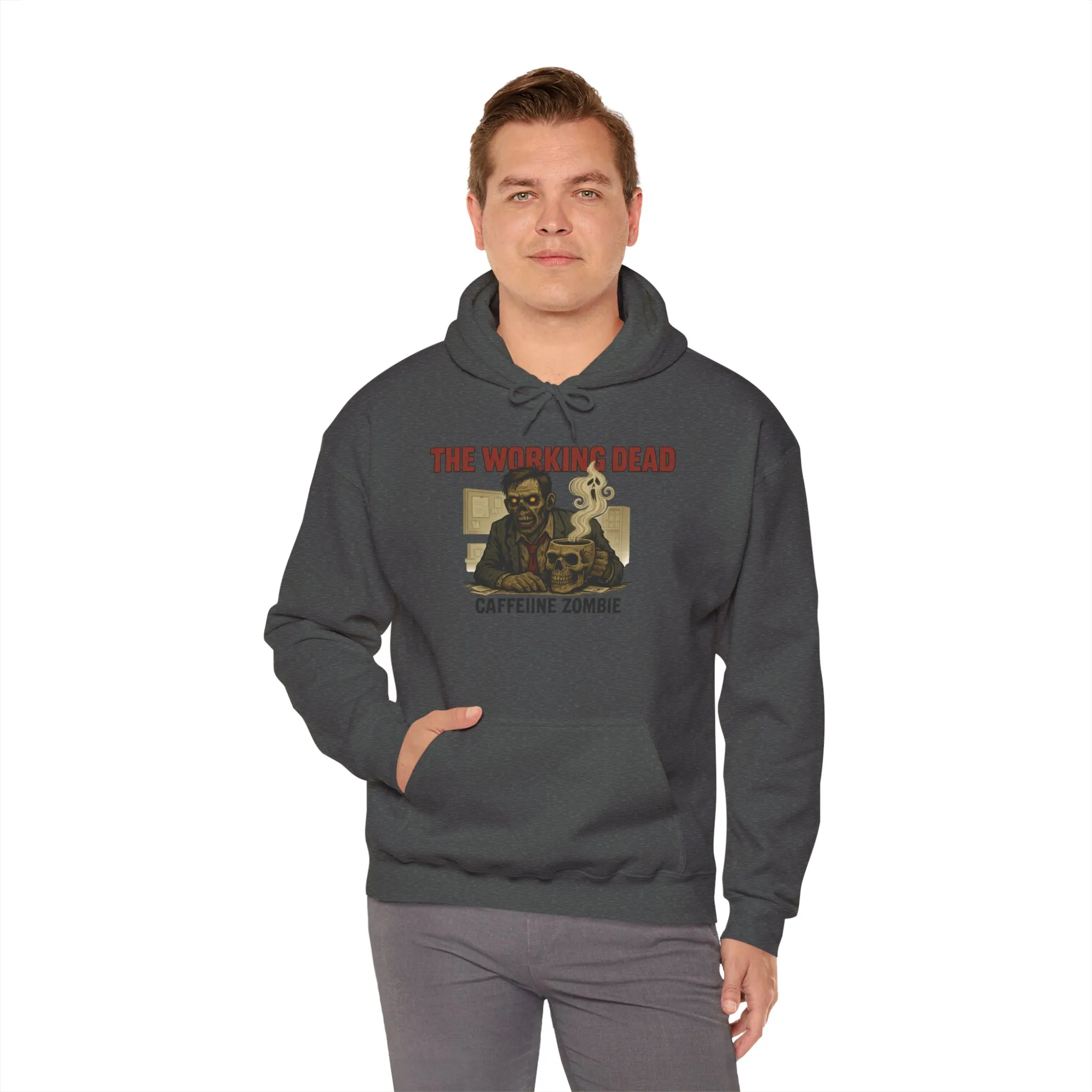 The Working Dead Men's Zombie Hoodie, Funny Office Meeting Sweatshirt, Halloween Zombie Top, Coffee Zombie Hoodie, Halloween Work Top - Image 20