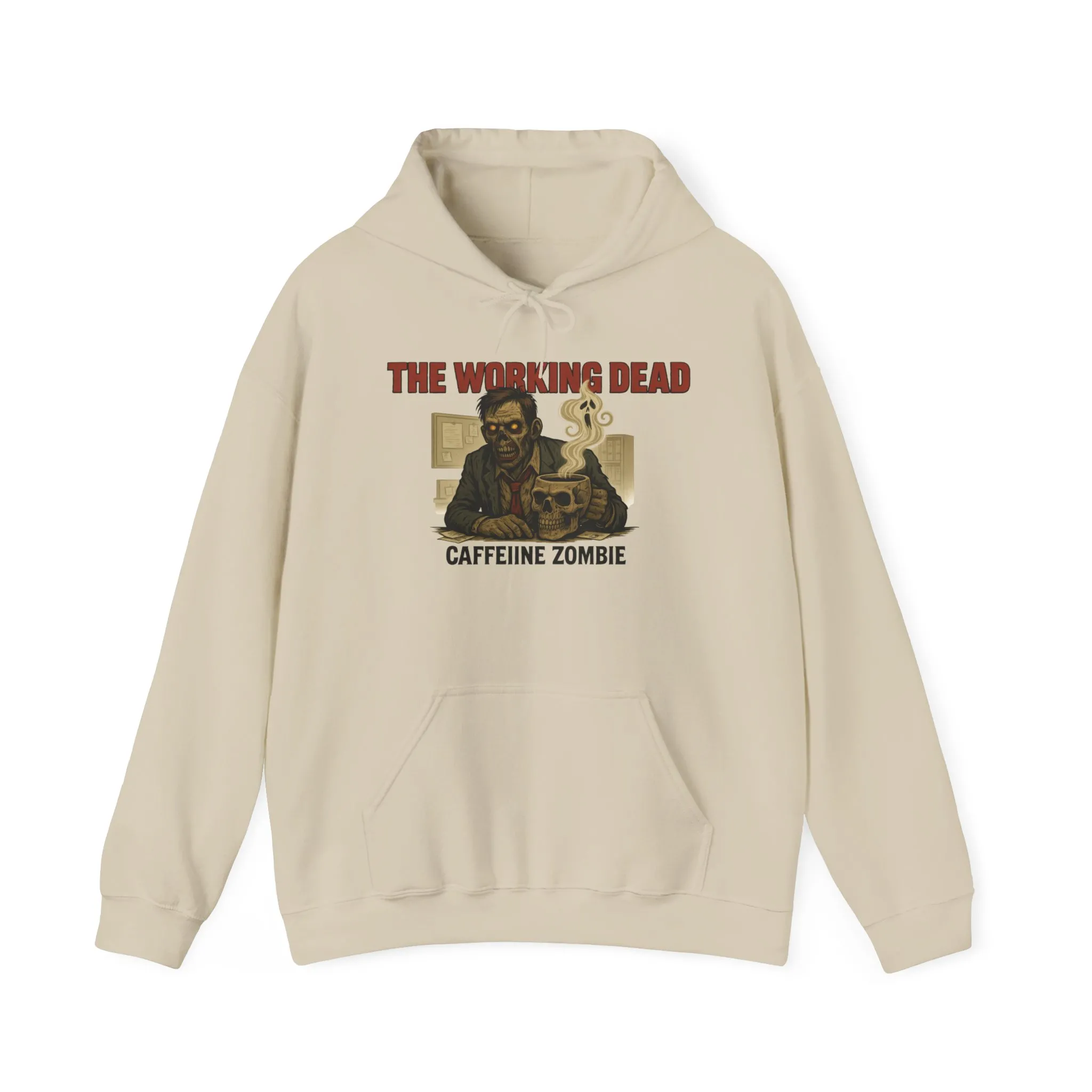 The Working Dead Men's Zombie Hoodie, Funny Office Meeting Sweatshirt, Halloween Zombie Top, Coffee Zombie Hoodie, Halloween Work Top - Image 5