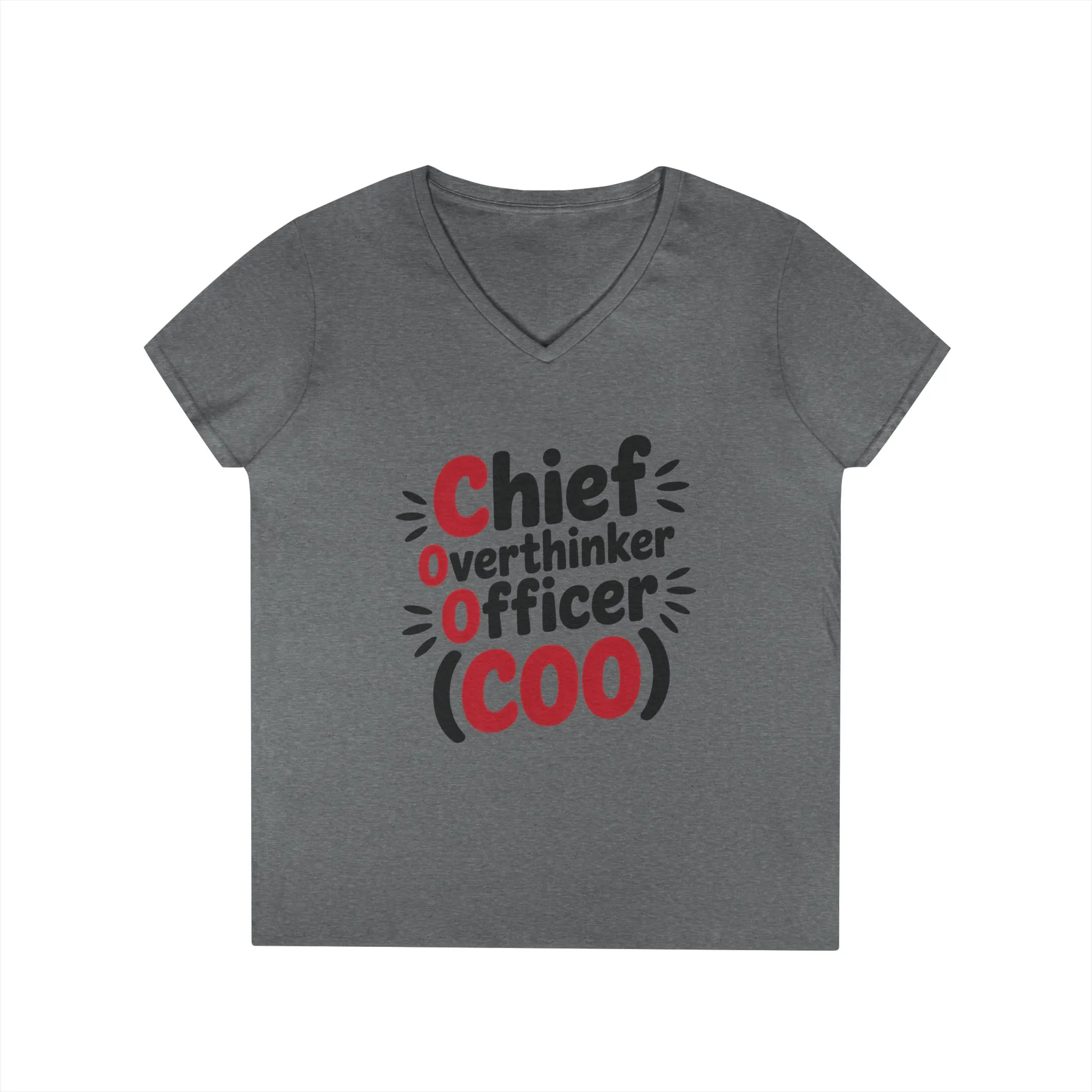 Ladies' V-Neck T-Shirt, Women's COO T-Shirt, Chief Overthinker Officer Funny Graphic Tee, Sarcastic Work Shirt - Image 10