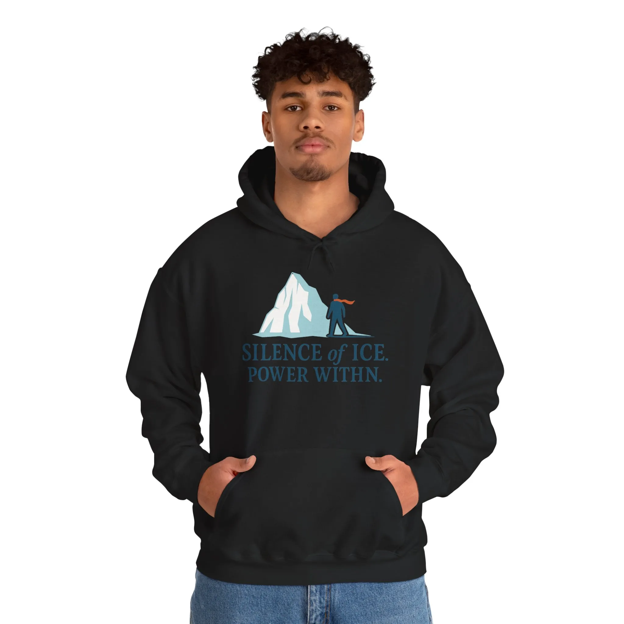 Mens Heavy Blend™ Hooded Sweatshirt, Silence of Ice Power Within Hoodie, Nordic Minimal Iceberg Graphic Streetwear - Image 11