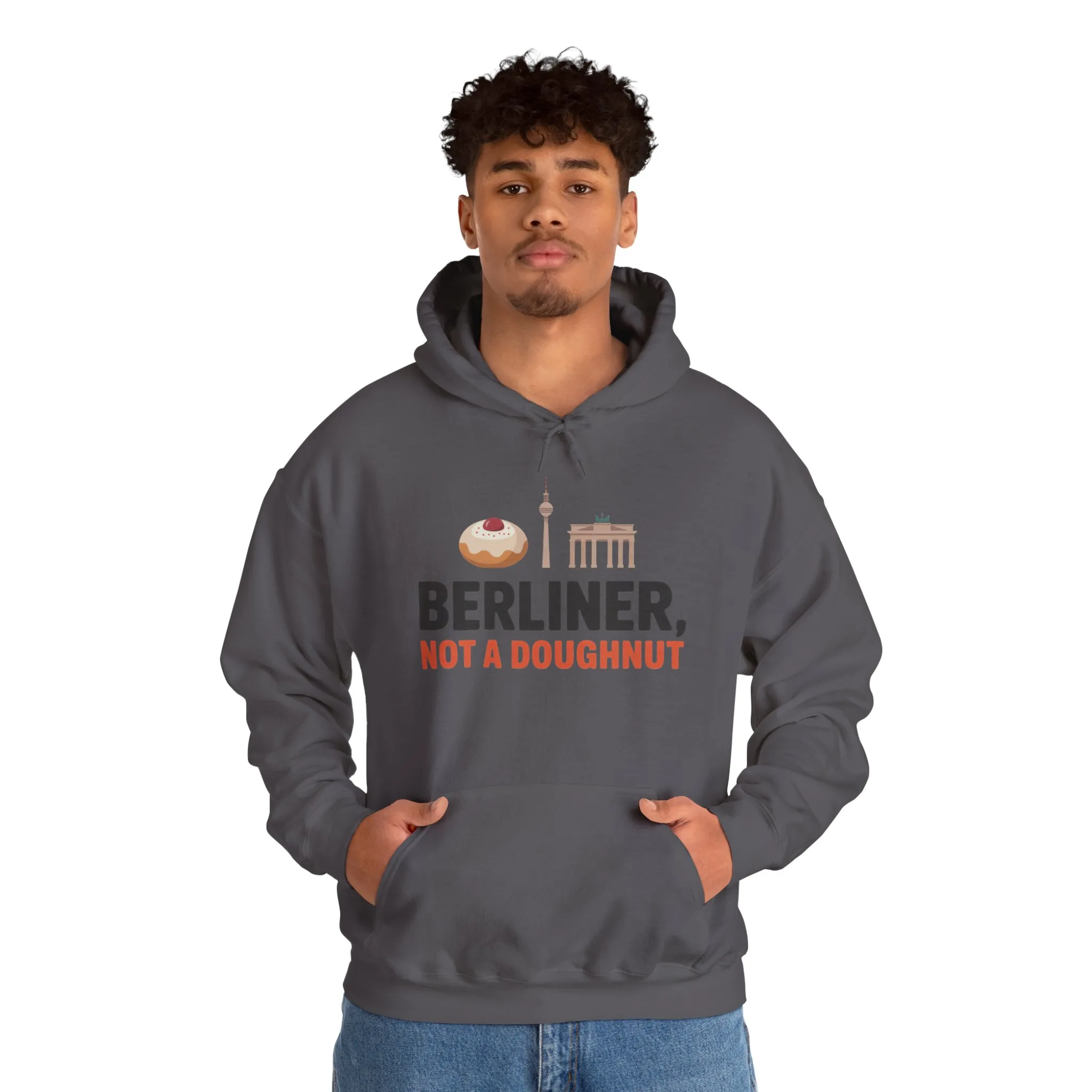 Mens Heavy Blend™ Hooded Sweatshirt, Berliner Not a Doughnut Funny Berlin Hoodie for Men