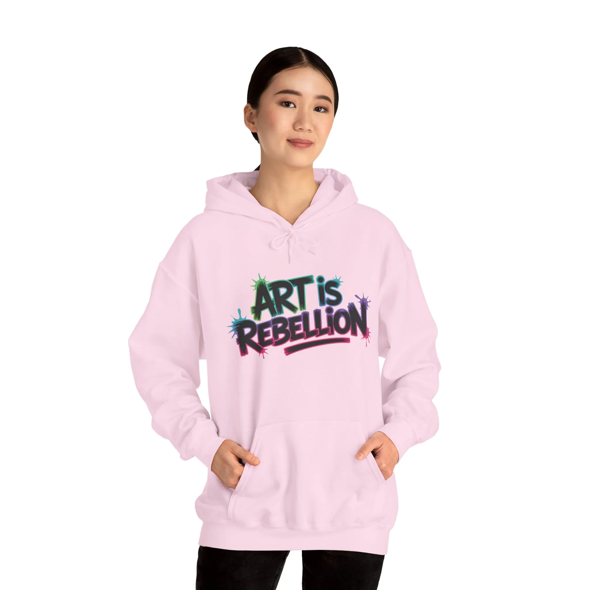 Art Is Rebellion Hoodie, Women's Graffiti Street Art Hooded Sweatshirt, Rebel Graphic Statement Pullover, Heavy Blend™ Hooded Sweatshirt - Image 29