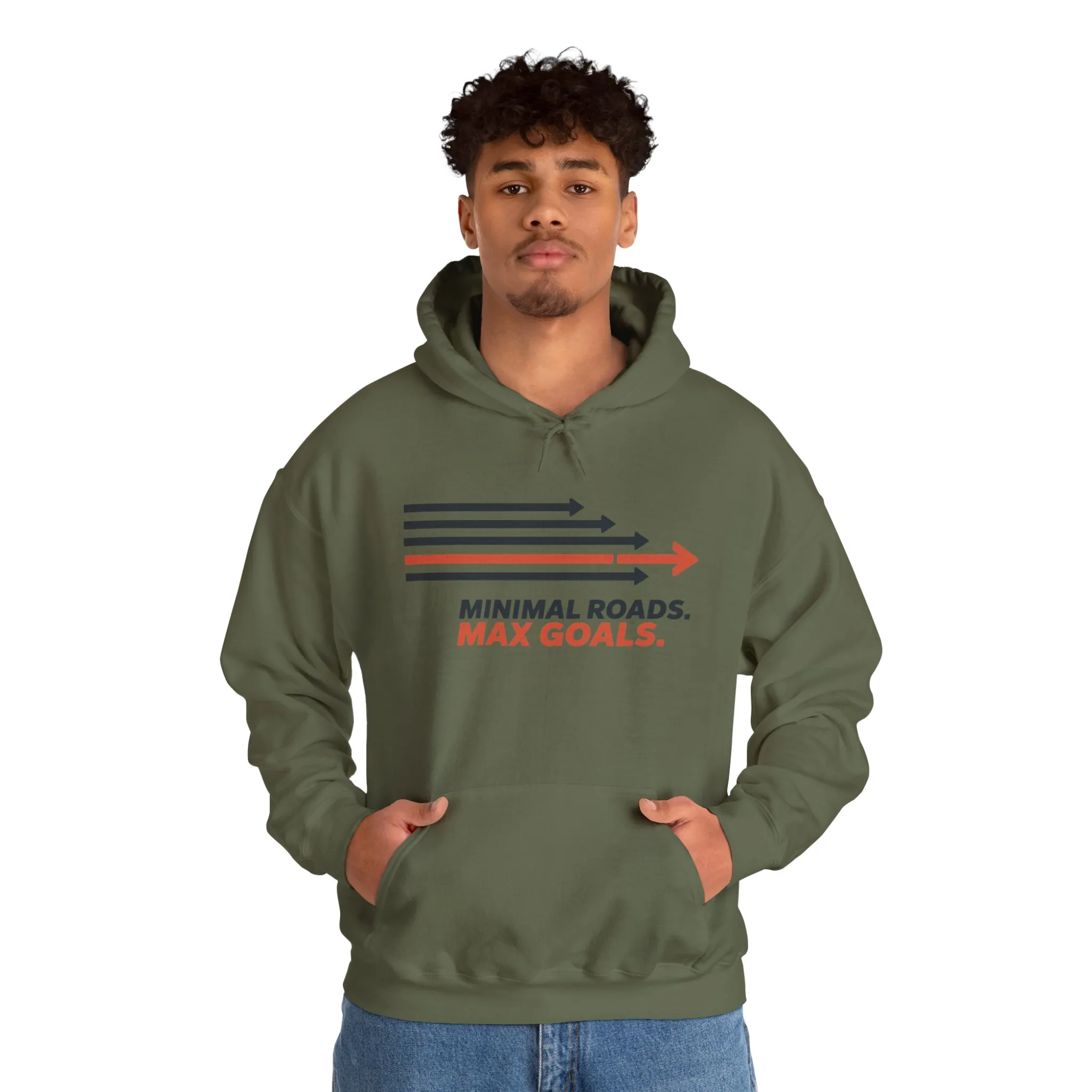 Mens Heavy Blend™ Hooded Sweatshirt, Minimal Roads Max Goals Motivational Mens Hoodie - Image 11