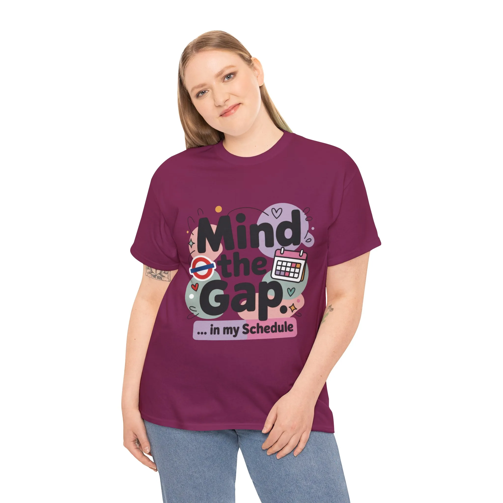Womens Funny T-Shirt, Mind The Gap, Office Humor Schedule Graphic Tee - Image 27