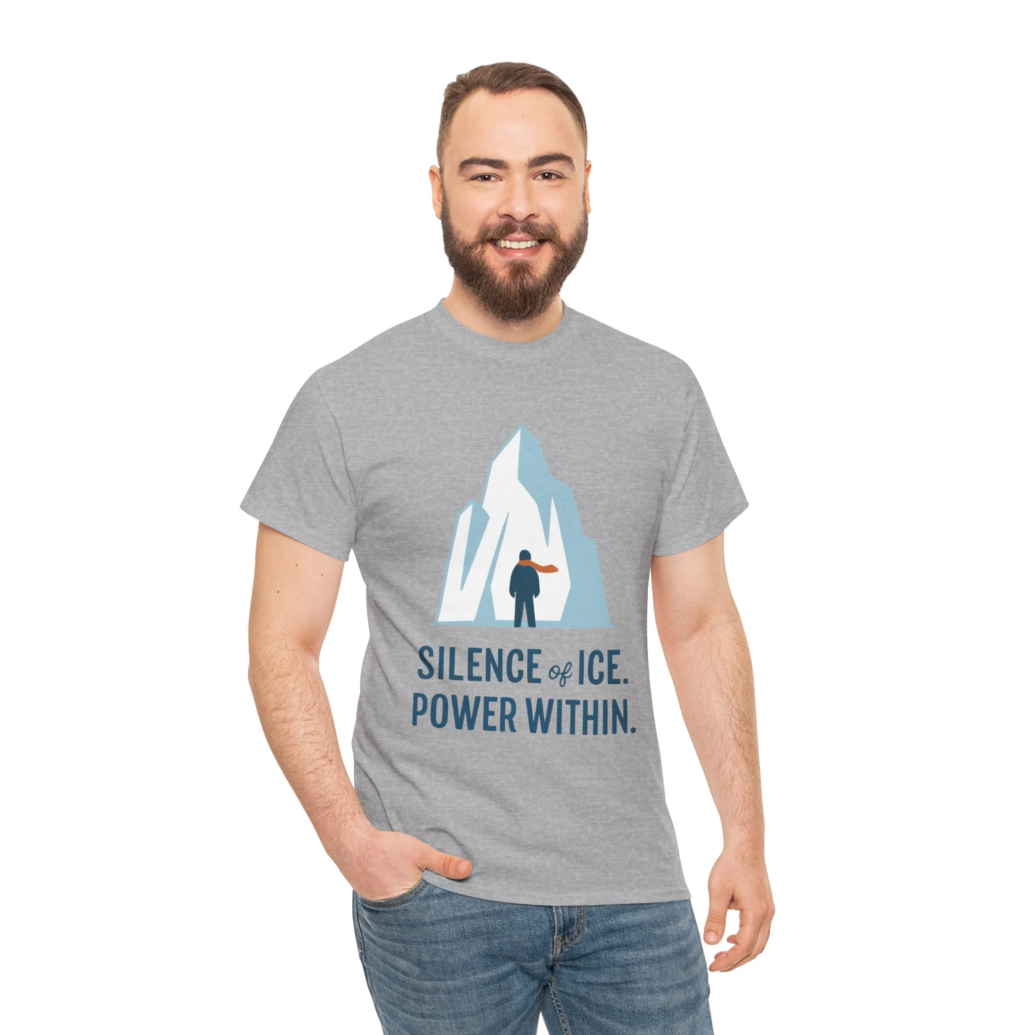 Silence of Ice Power Within Mens T-Shirt, Minimalist Nordic Iceberg Graphic Tee - Image 11
