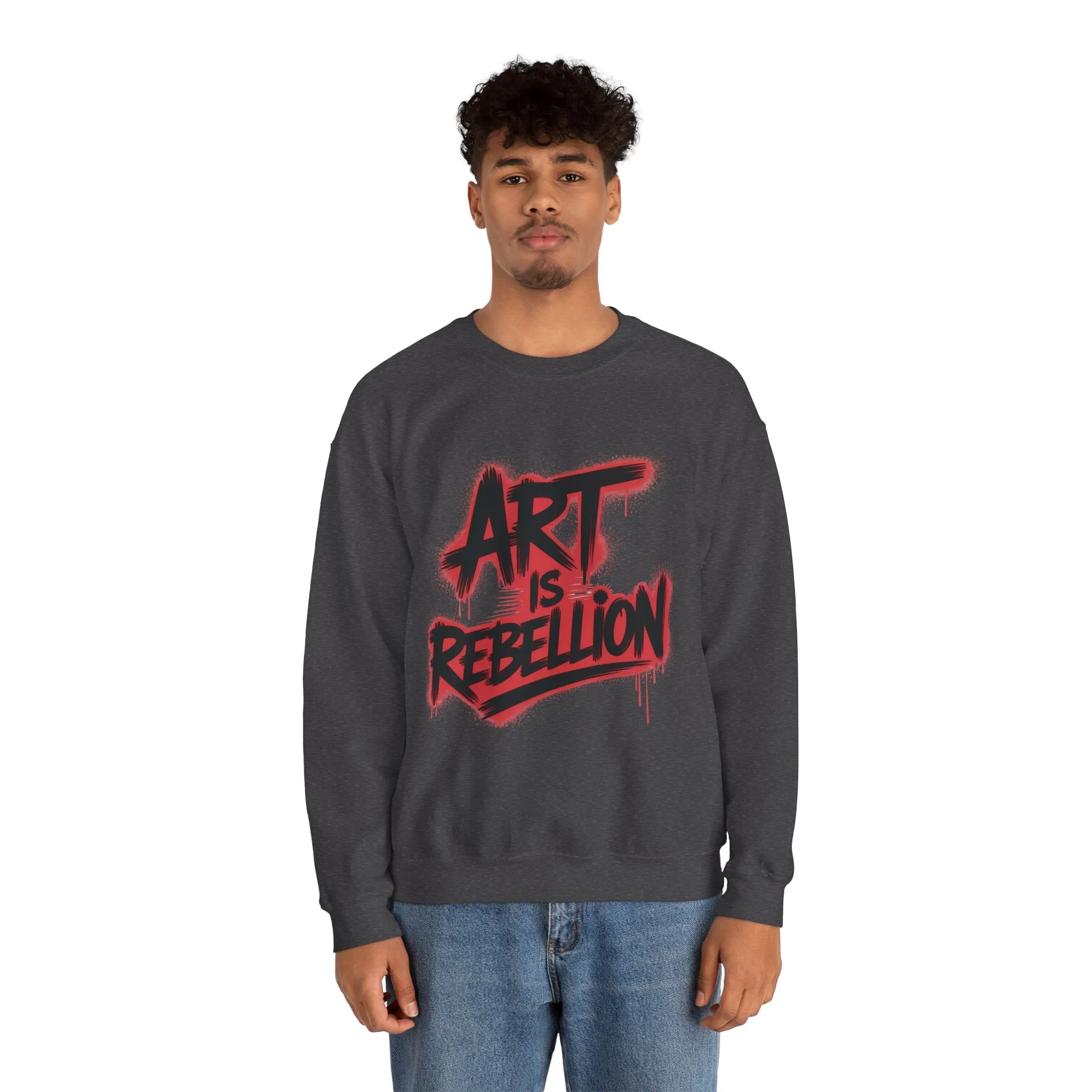 Men's Heavy Blend™ Crewneck Sweatshirt, Art Is Rebellion Men's Crewneck Sweatshirt, Graffiti Street Art Pullover, Urban Rebellion Streetwear - Image 19