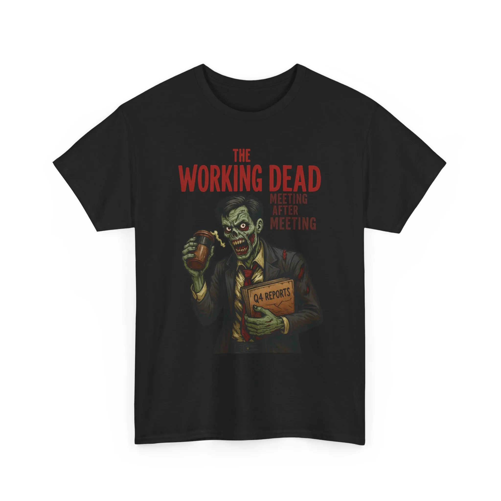 The Working Dead Men's Funny Zombie Work T-Shirt, Office Humor Tee, Meeting Joke Shirt, Halloween Office Tee - Image 9
