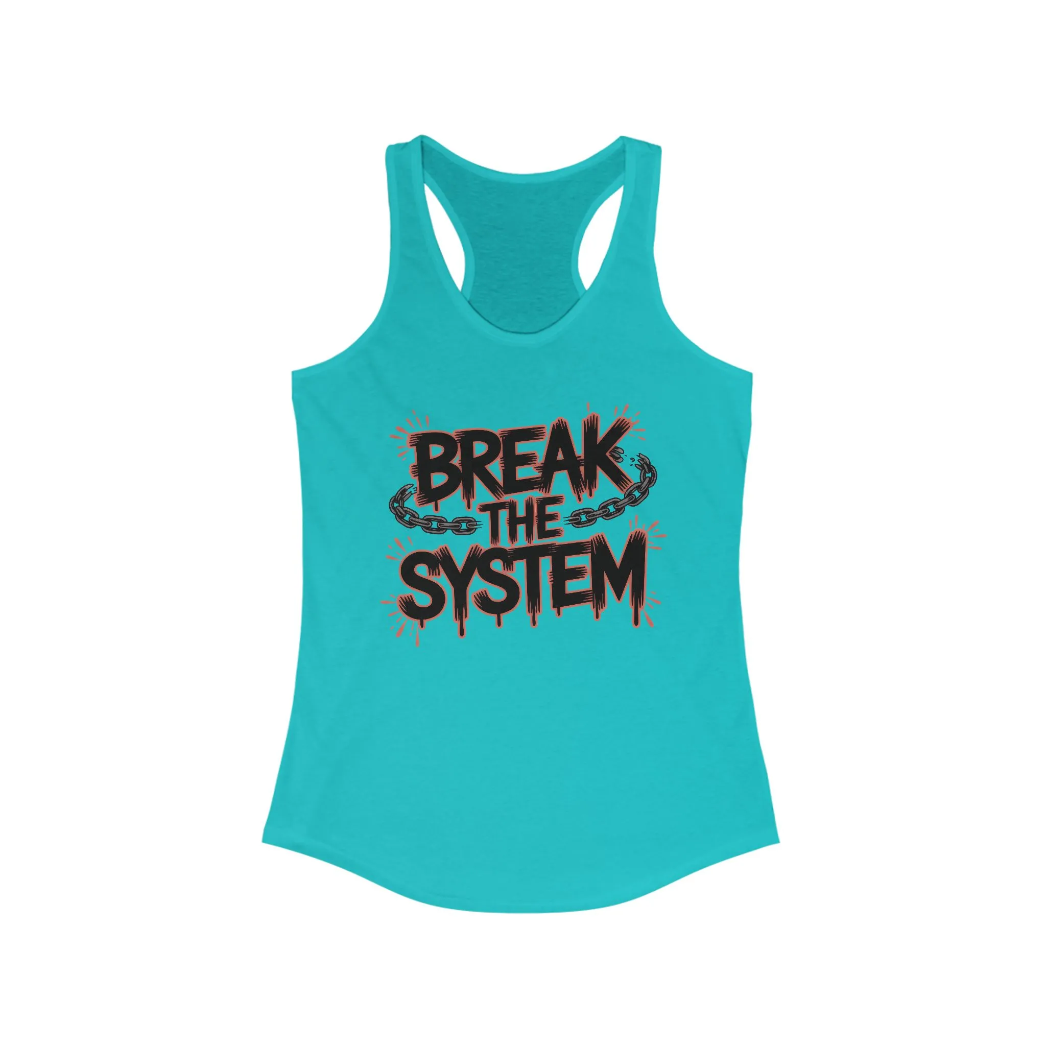 Women's Ideal Racerback Tank, Break the System Tank Top, Graphic Protest Muscle Tee, Streetwear Activist Summer Top - Image 5