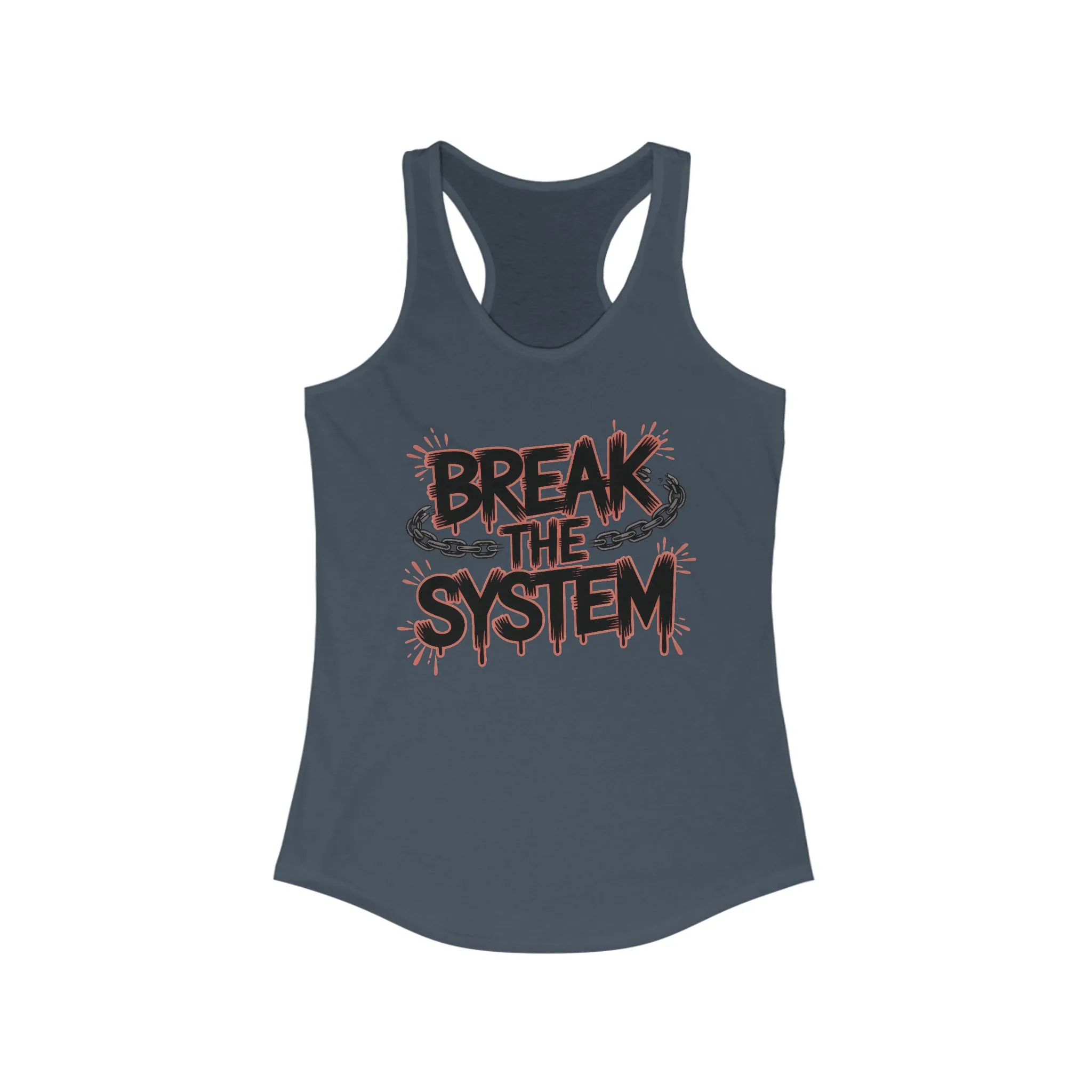Women's Ideal Racerback Tank, Break the System Tank Top, Graphic Protest Muscle Tee, Streetwear Activist Summer Top - Image 7