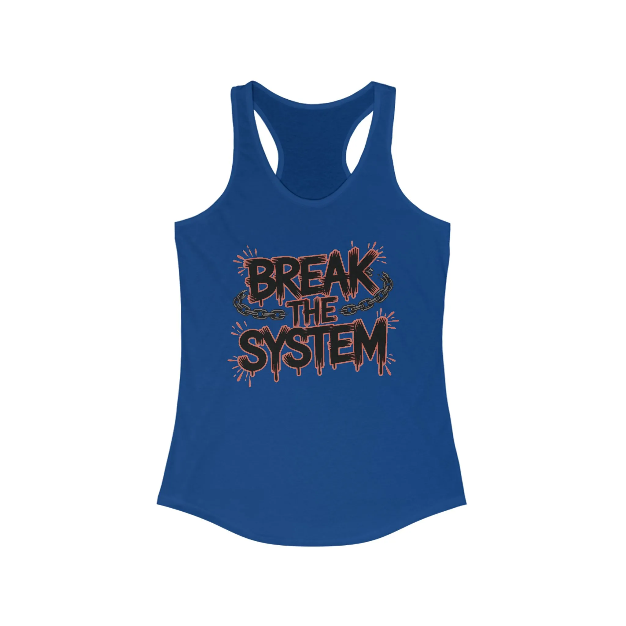 Women's Ideal Racerback Tank, Break the System Tank Top, Graphic Protest Muscle Tee, Streetwear Activist Summer Top - Image 9