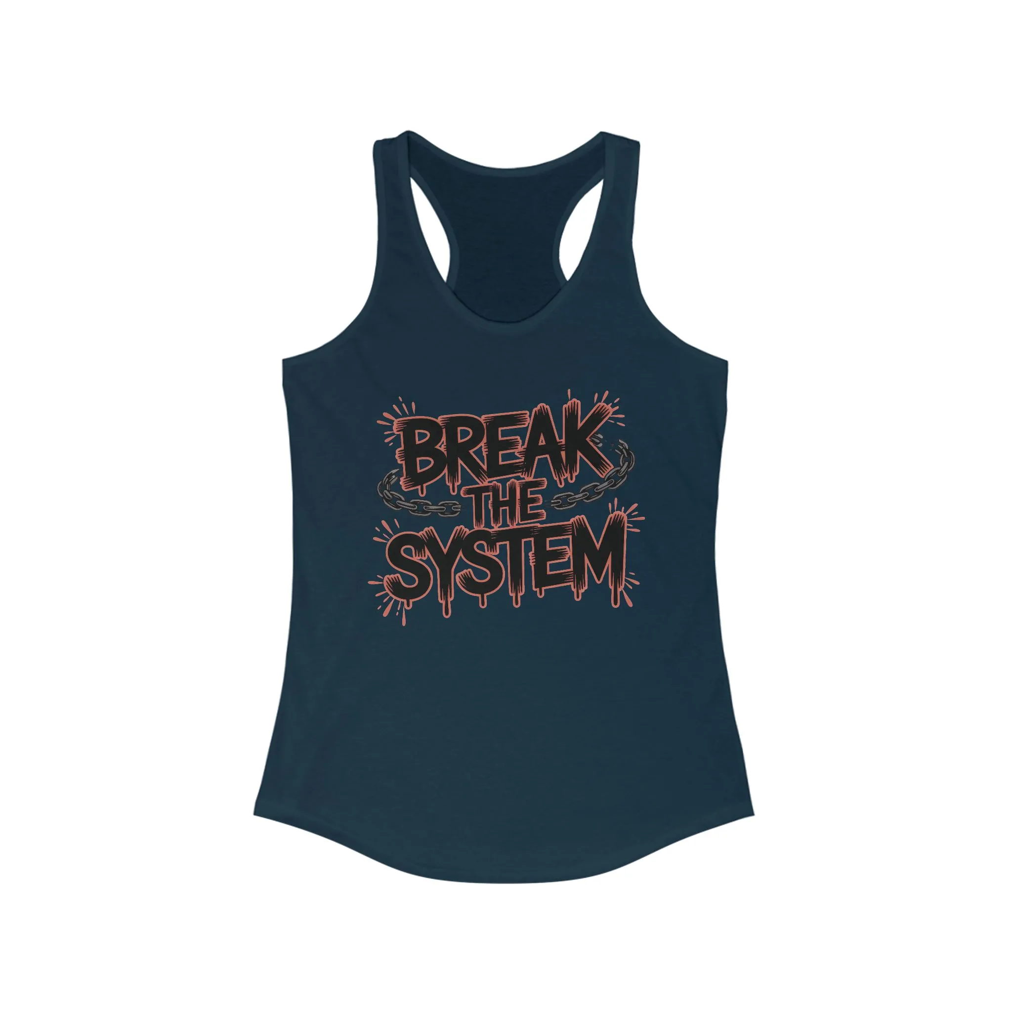 Women's Ideal Racerback Tank, Break the System Tank Top, Graphic Protest Muscle Tee, Streetwear Activist Summer Top - Image 11