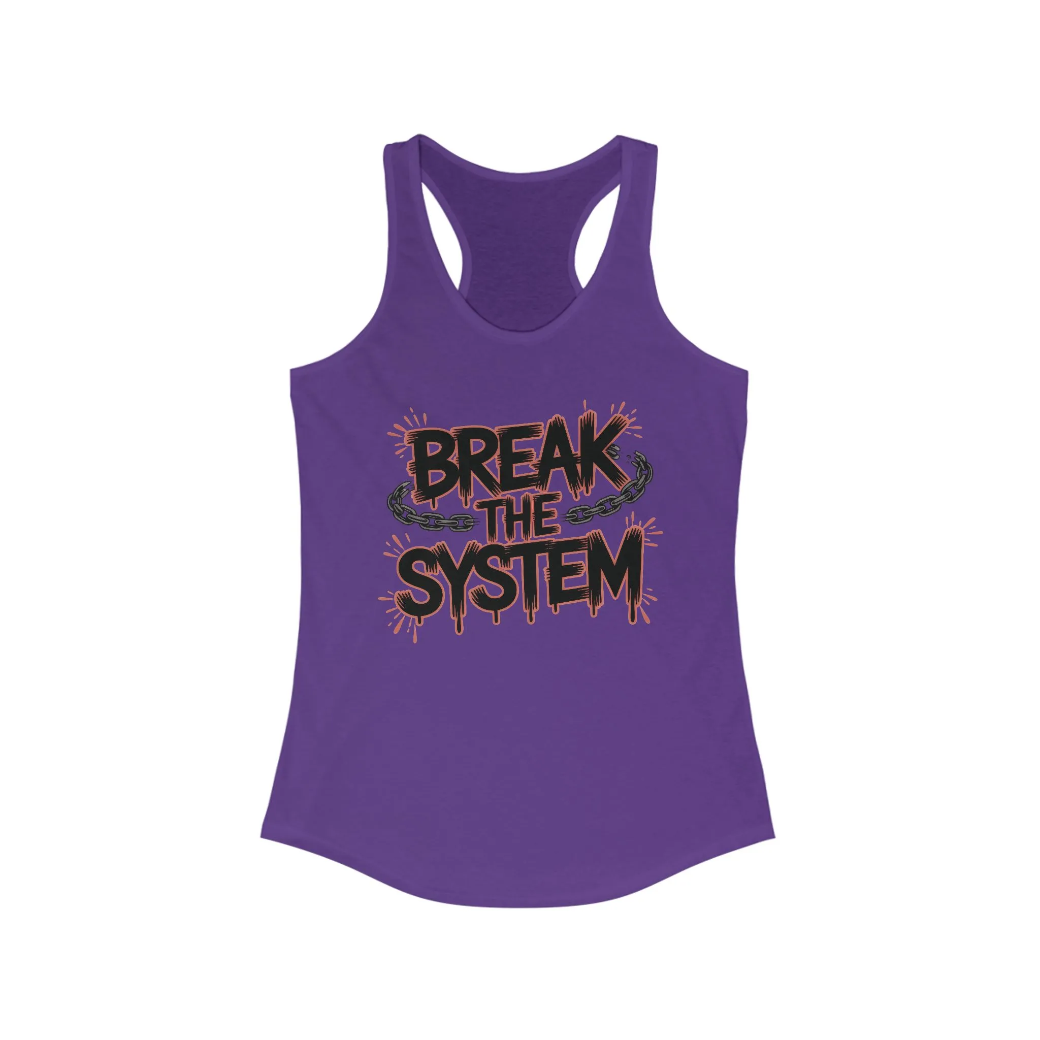 Women's Ideal Racerback Tank, Break the System Tank Top, Graphic Protest Muscle Tee, Streetwear Activist Summer Top - Image 15