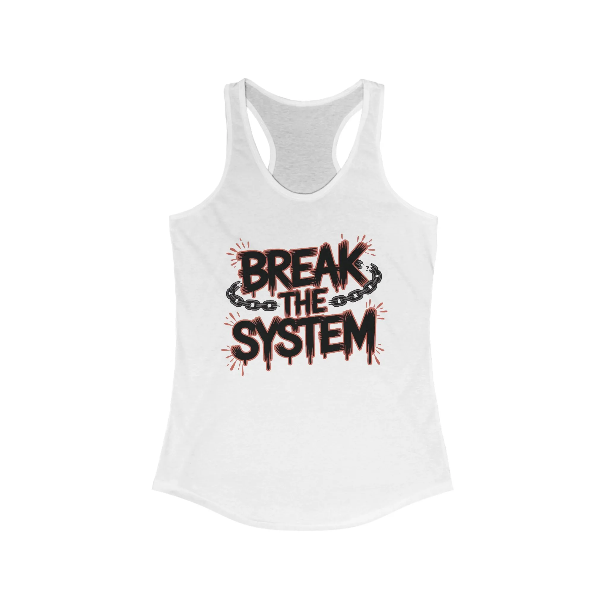 Women's Ideal Racerback Tank, Break the System Tank Top, Graphic Protest Muscle Tee, Streetwear Activist Summer Top - Image 3