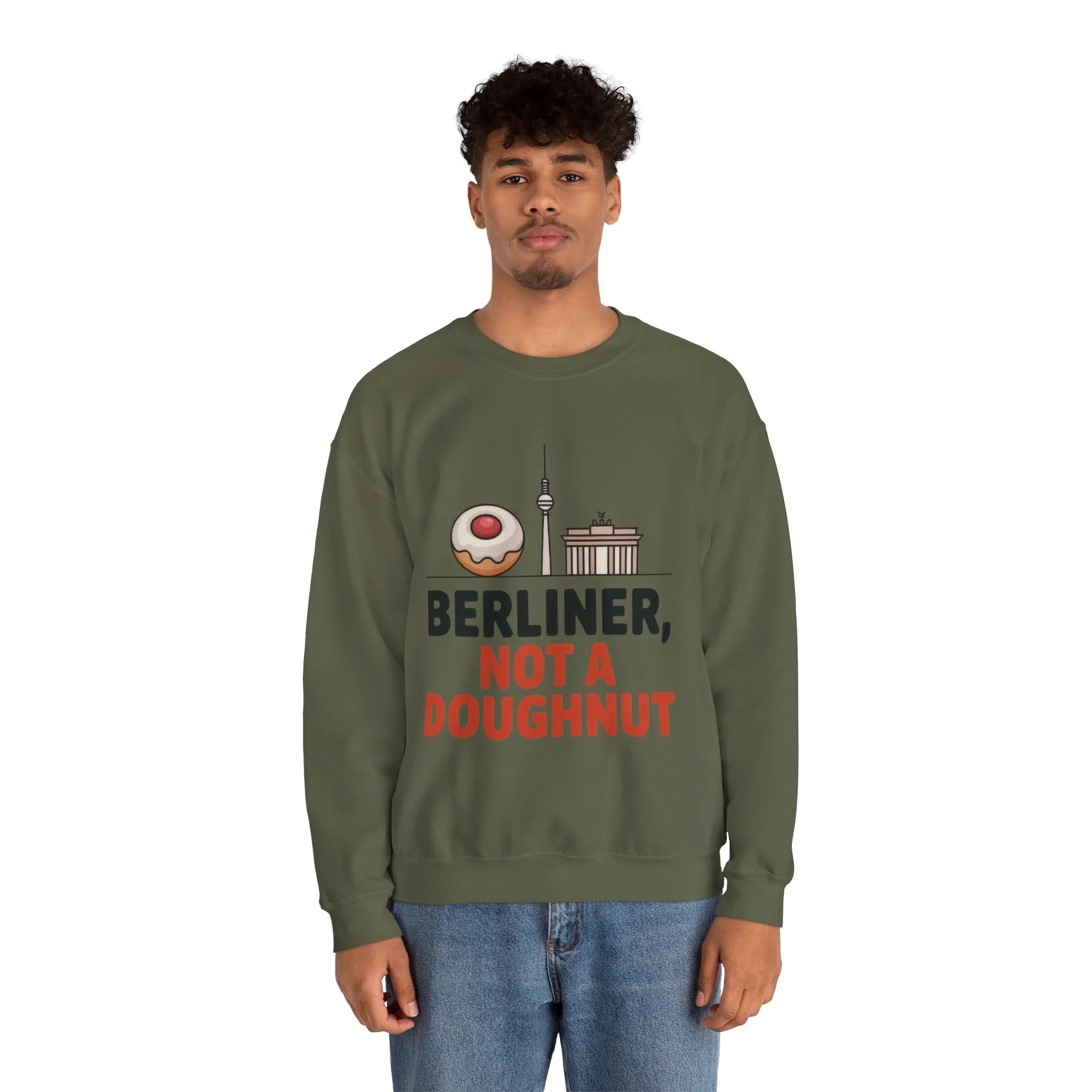 Mens Heavy Blend™ Crewneck Sweatshirt, Berliner Not a Doughnut Funny Berlin Mens Sweatshirt - Image 11