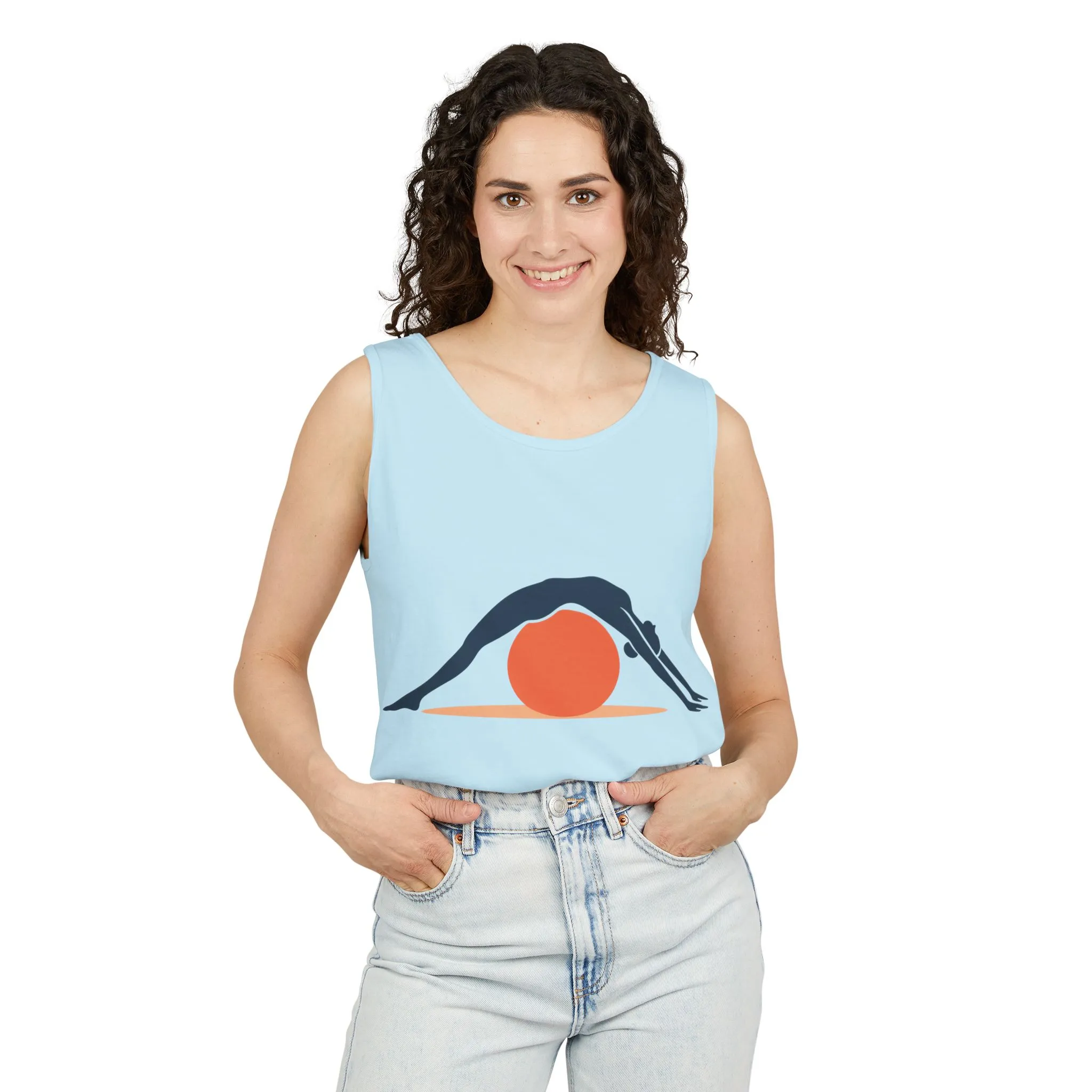 Womens Garment-Dyed Tank Top, Womens Pilates Tank Top, Yoga Fitness Graphic Top, Cute Workout Activewear Shirt - Image 14