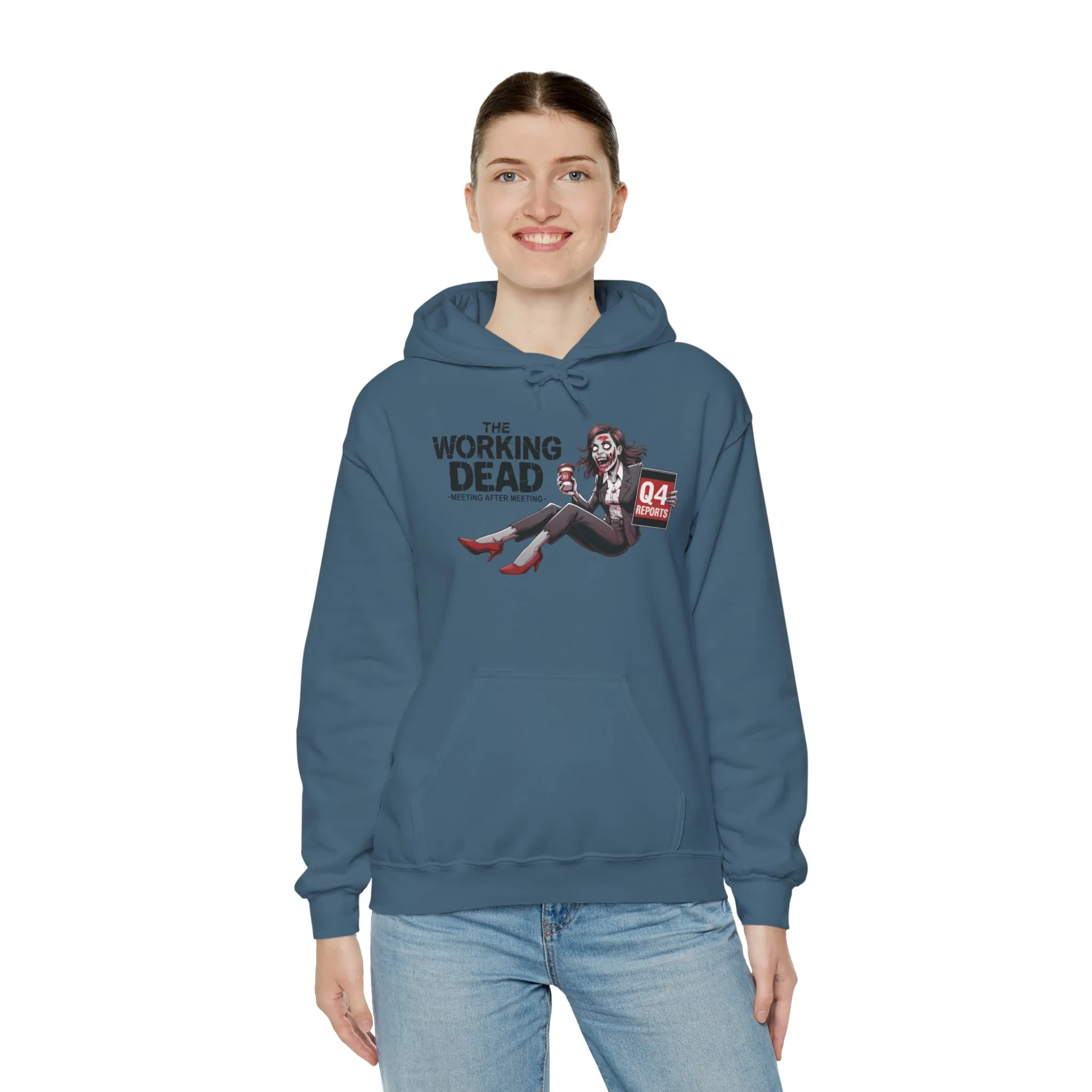 The Working Dead Women's Zombie Hoodie, Funny Office Meeting Sweatshirt, Halloween Zombie Top, Halloween Work Top - Image 24