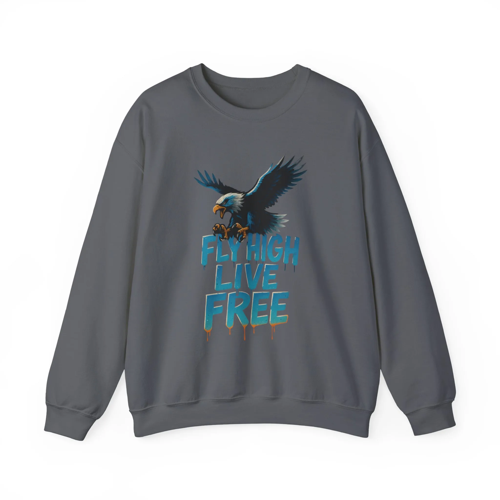 Mens Heavy Blend™ Crewneck Sweatshirt, Fly High Live Free Mens Eagle Graphic Sweatshirt - Image 19