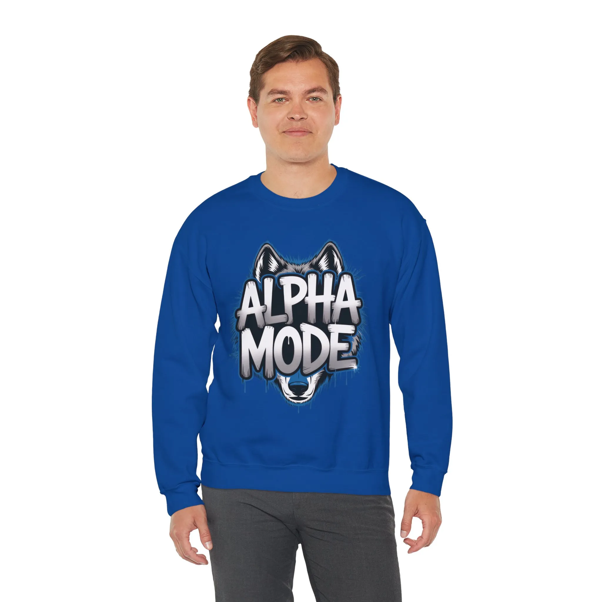 Mens Heavy Blend™ Crewneck Sweatshirt, Alpha Mode Mens Wolf Graphic Crewneck Sweatshirt - Image 27