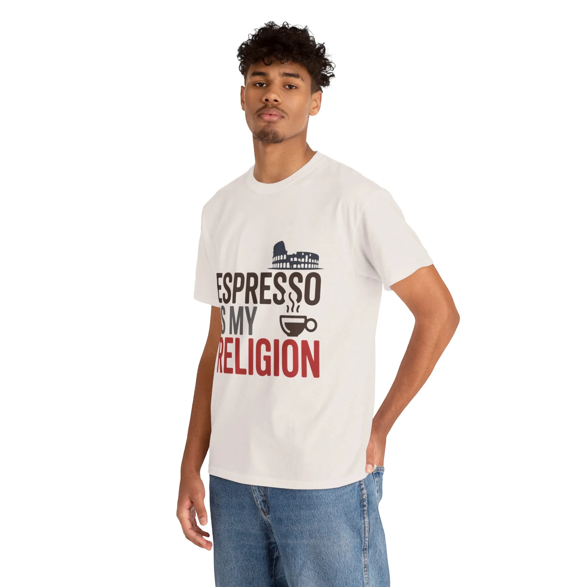 Espresso Is My Religion Coffee Rome Graphic Mens T-Shirt, Coffee Lover Gift - Image 9