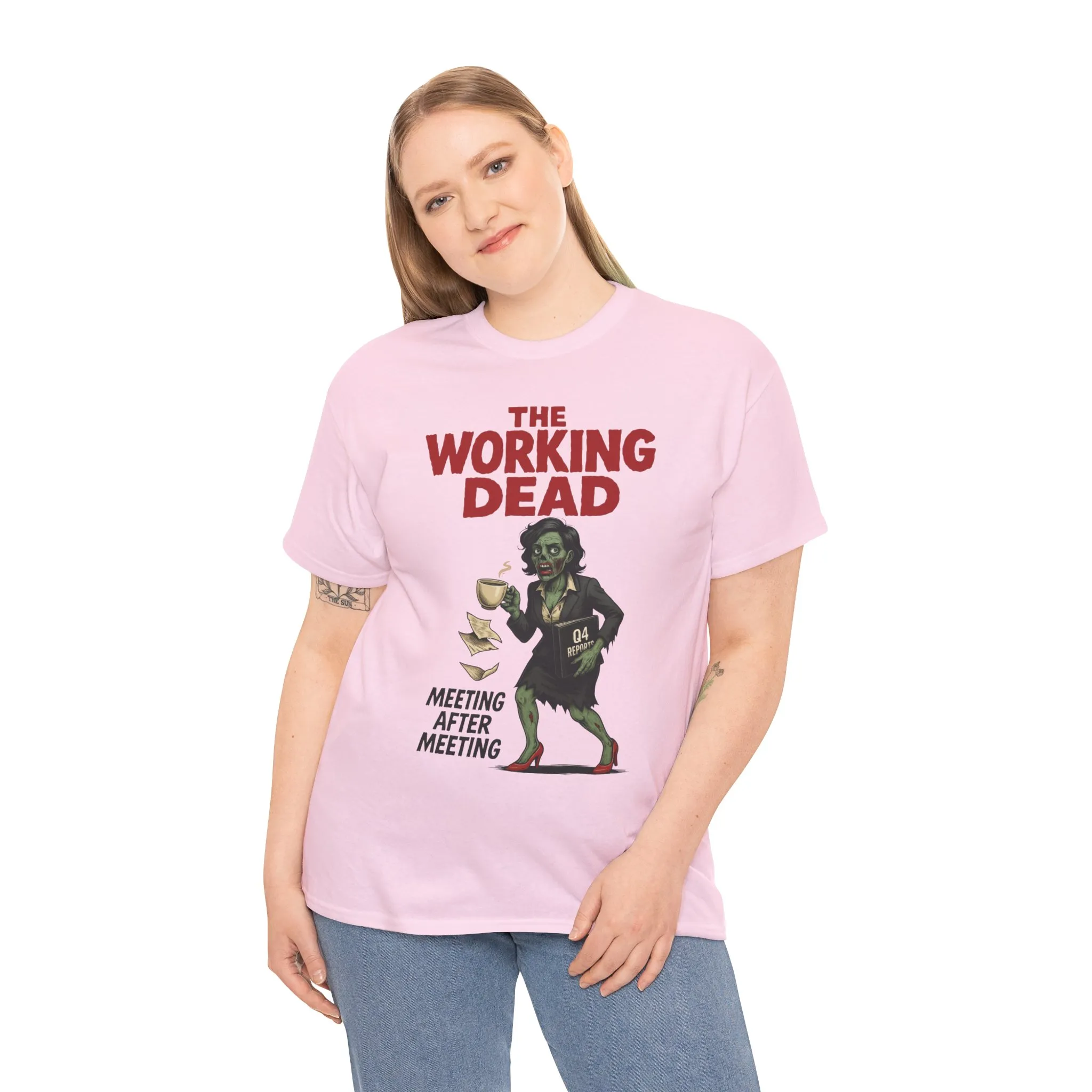 The Working Dead Women's Zombie Funny Office T-Shirt, Meeting Humor Tee, Zombie Work Top, Halloween Work Tee - Image 26