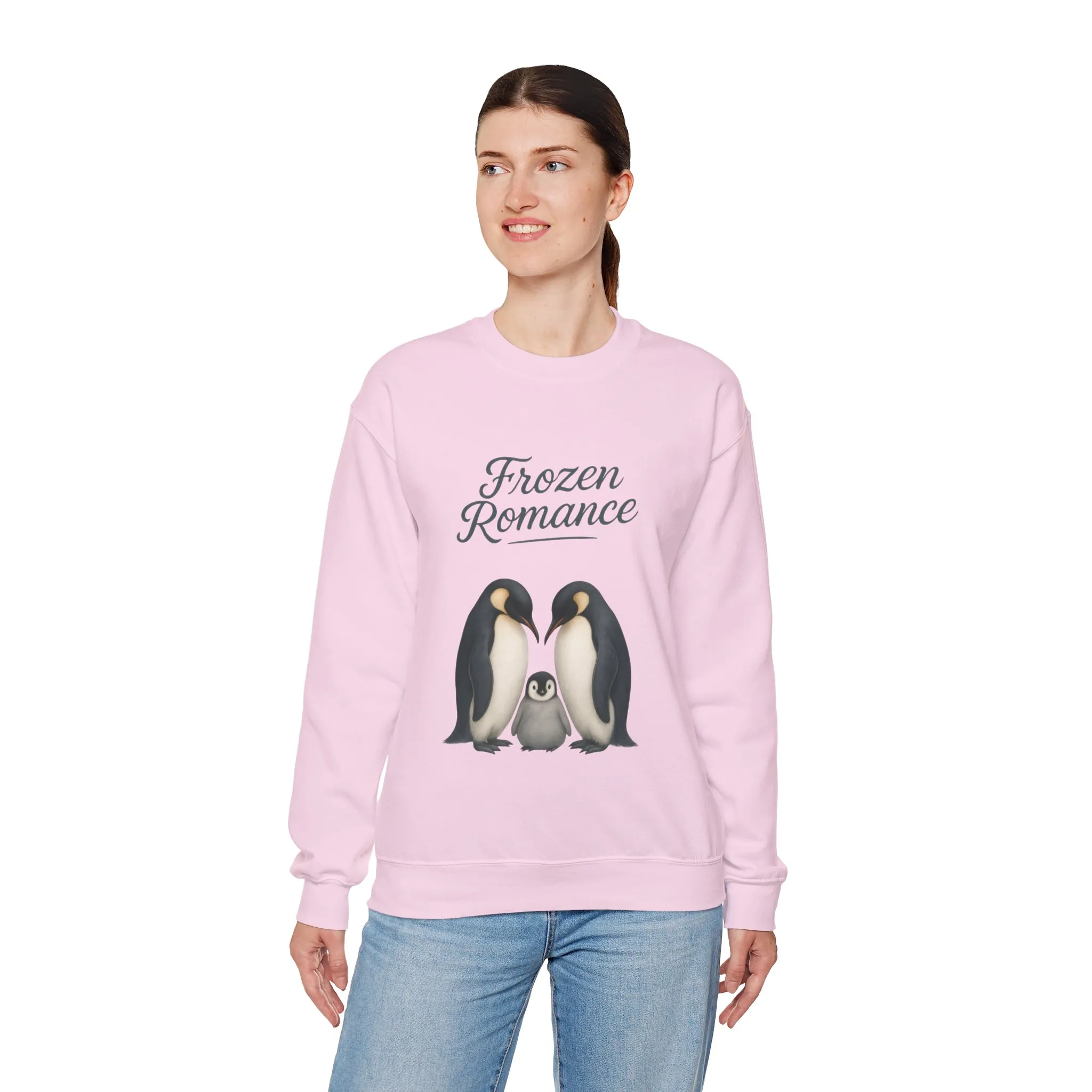 Womens Heavy Blend™ Crewneck Sweatshirt, Womens Frozen Romance Penguin Sweatshirt, Cute Animal Pullover, Romantic Graphic Top - Image 18