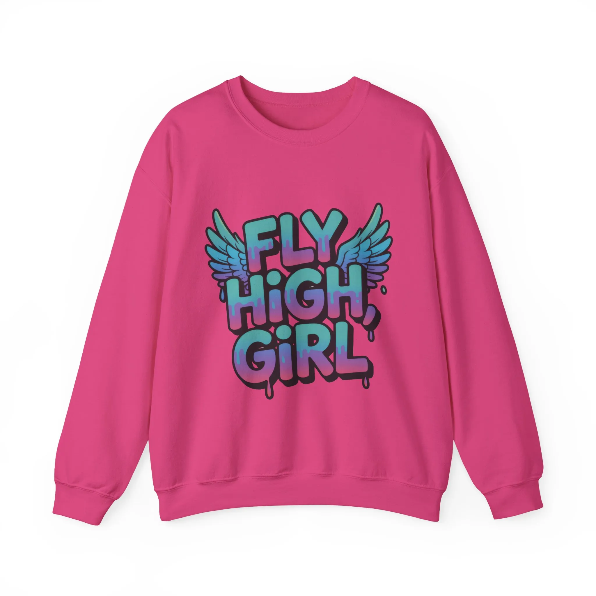Women's Sweatshirt Fly High Girl, Graffiti Drip Angel Wings Streetwear Pullover Top - Image 25
