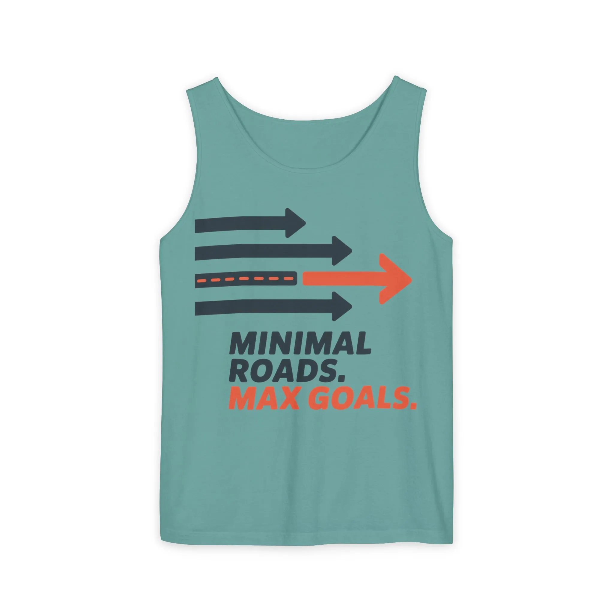 Mens Garment-Dyed Tank Top, Minimal Roads Max Goals Motivational Mens Tank Top - Image 2
