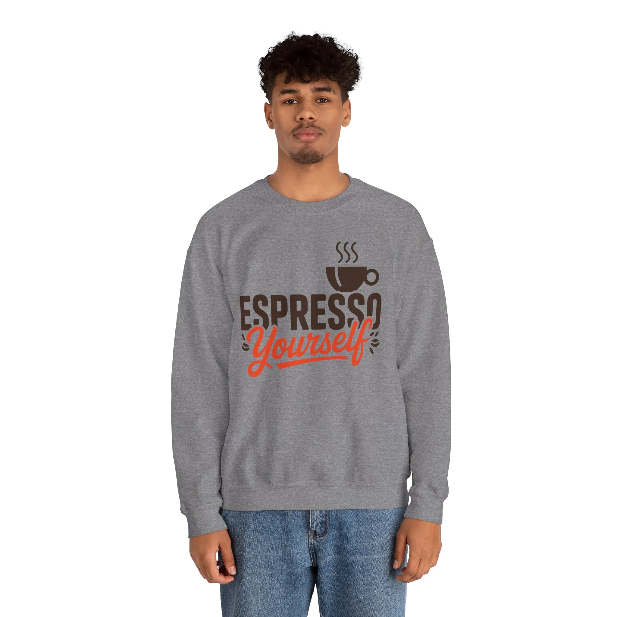 Mens Heavy Blend™ Crewneck Sweatshirt, Espresso Yourself Sweatshirt, Funny Coffee Lover Mens Crewneck, Cafe Lover Gift - Image 14