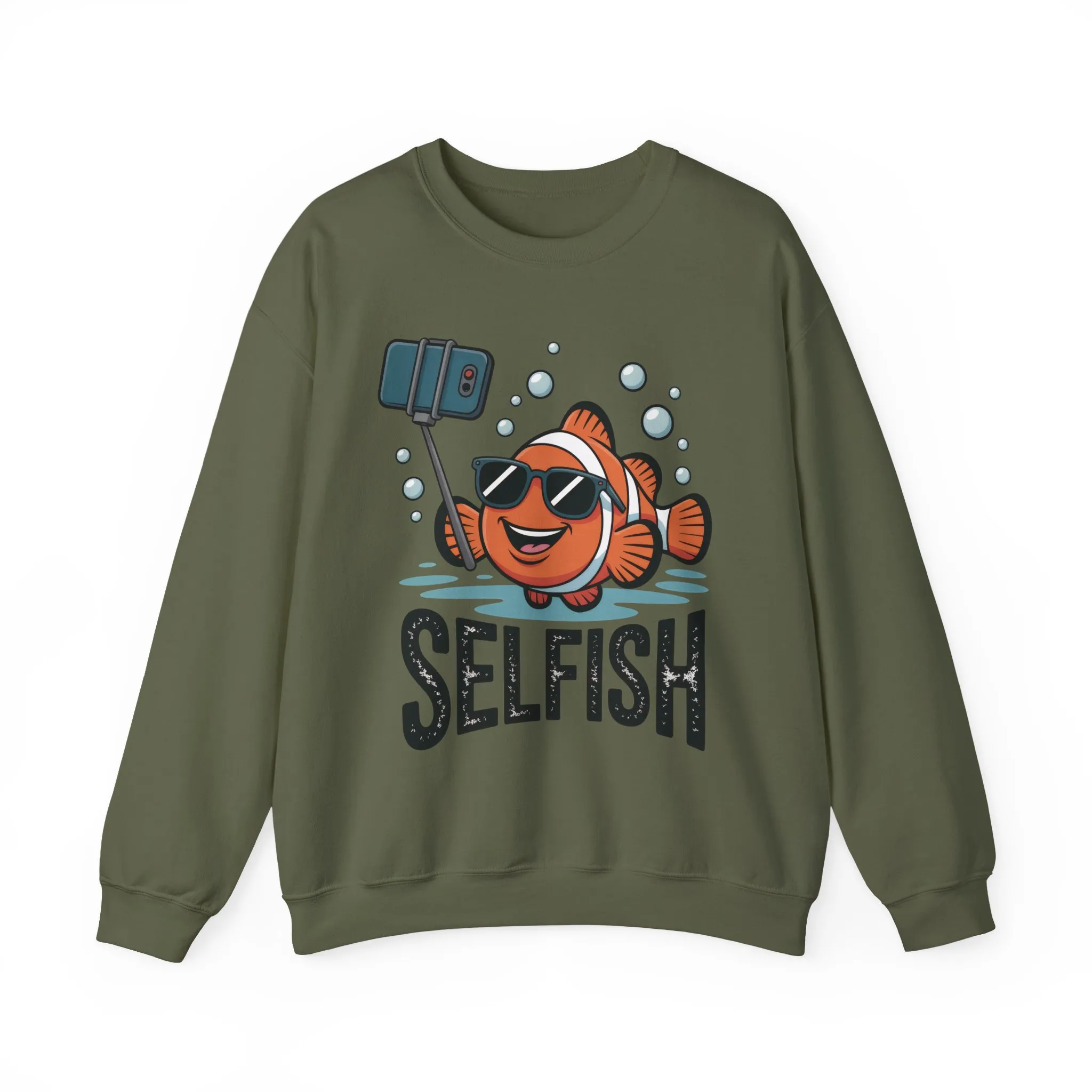 Unisex Heavy Blend™ Crewneck Sweatshirt, Mens Selfish Funny Fish Sweatshirt, Cute Selfie Pullover, Ocean Humor Top - Image 13