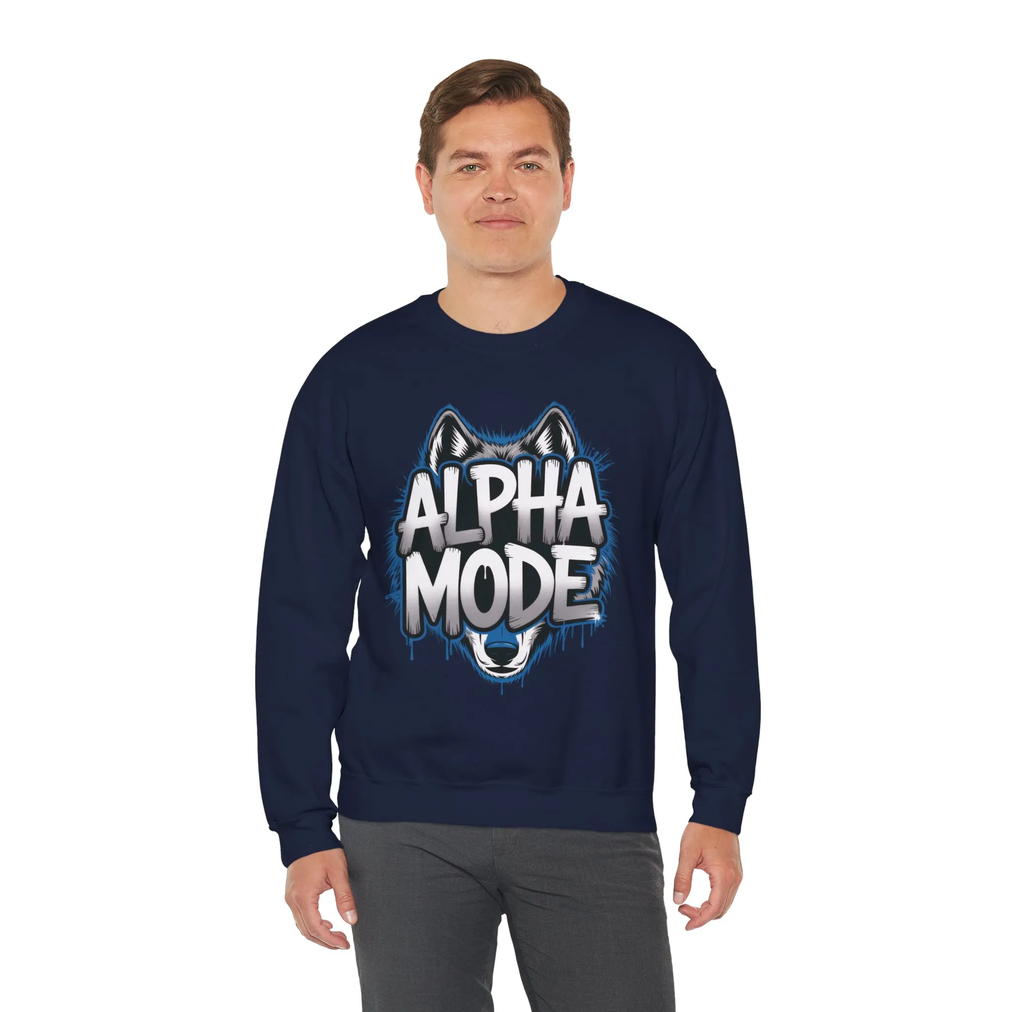 Mens Heavy Blend™ Crewneck Sweatshirt, Alpha Mode Mens Wolf Graphic Crewneck Sweatshirt - Image 33