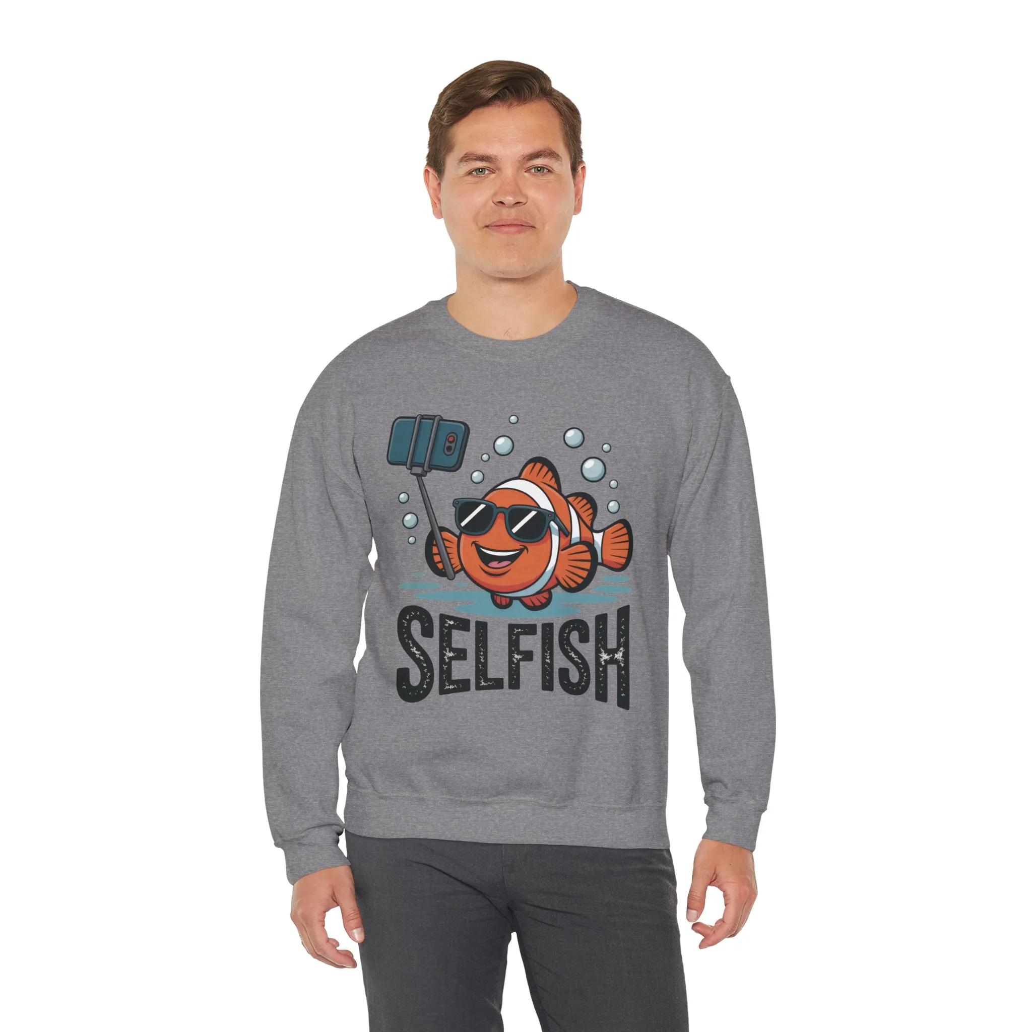 Unisex Heavy Blend™ Crewneck Sweatshirt, Mens Selfish Funny Fish Sweatshirt, Cute Selfie Pullover, Ocean Humor Top - Image 18