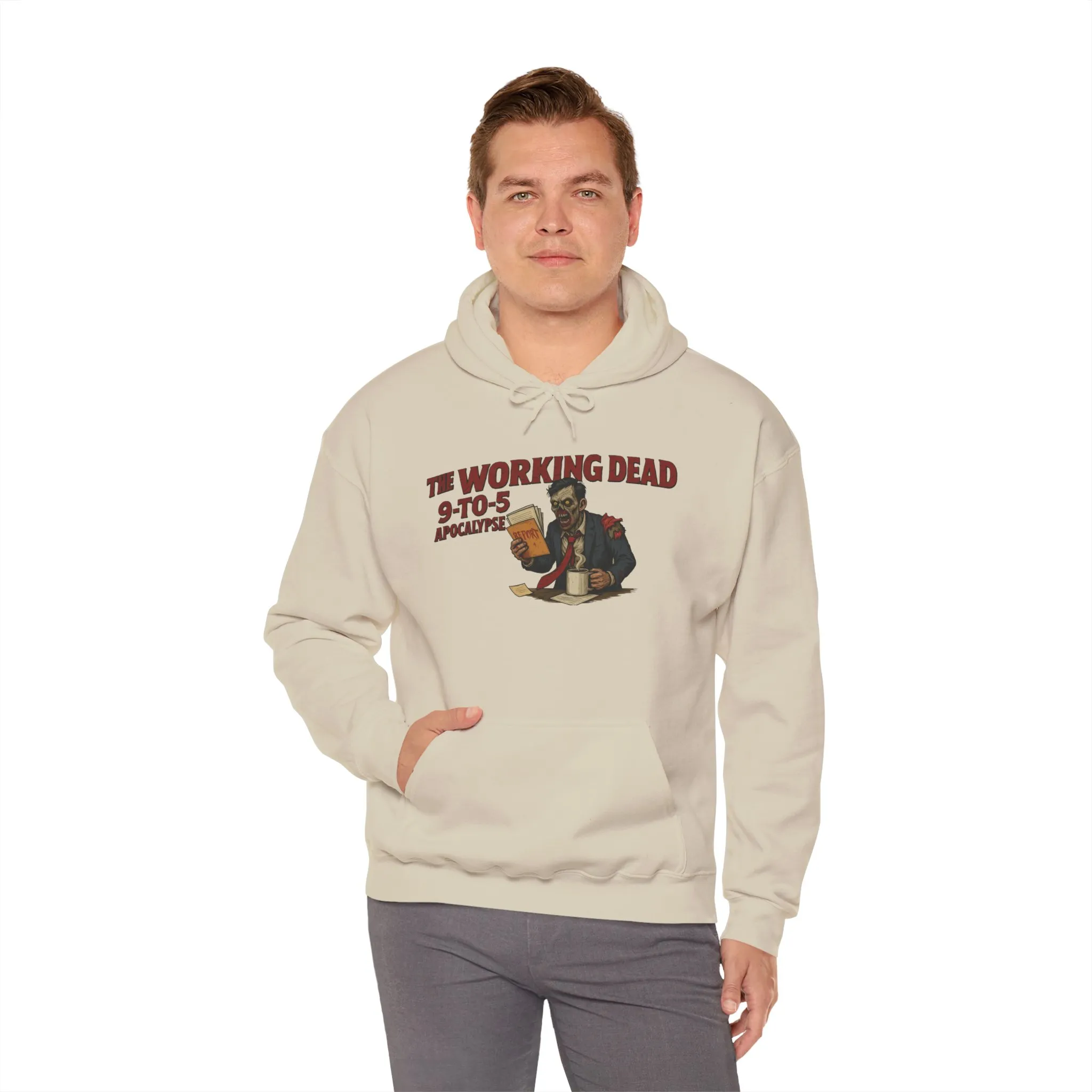The Working Dead 9-to-5 Apocalypse Hoodie, Men's Horror Office Zombie Sweatshirt, Halloween Zombie Work Top - Image 12