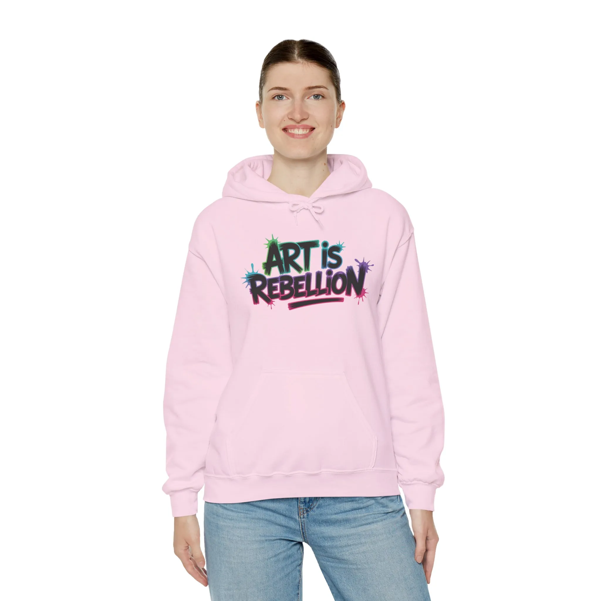 Art Is Rebellion Hoodie, Women's Graffiti Street Art Hooded Sweatshirt, Rebel Graphic Statement Pullover, Heavy Blend™ Hooded Sweatshirt - Image 30
