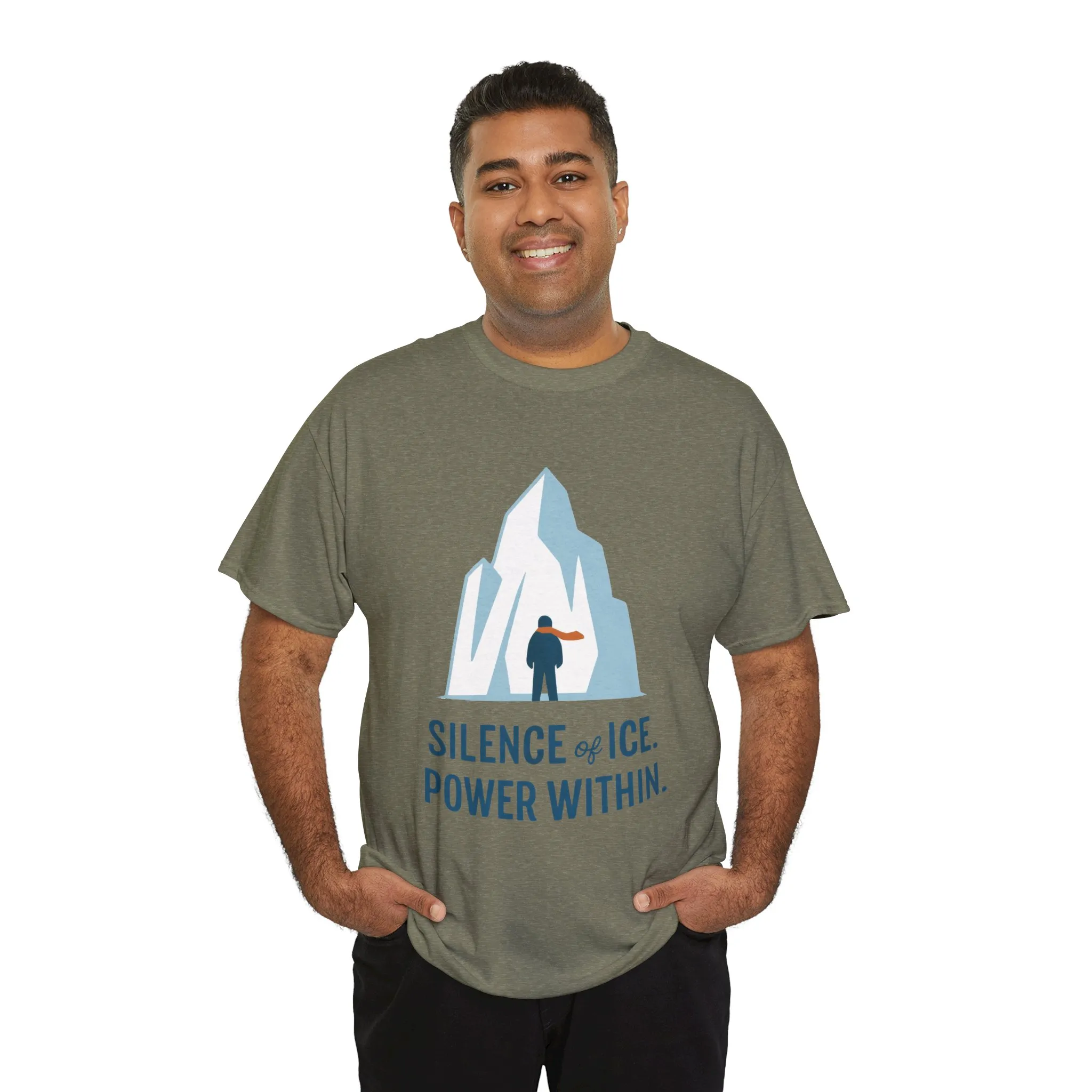 Silence of Ice Power Within Mens T-Shirt, Minimalist Nordic Iceberg Graphic Tee - Image 15