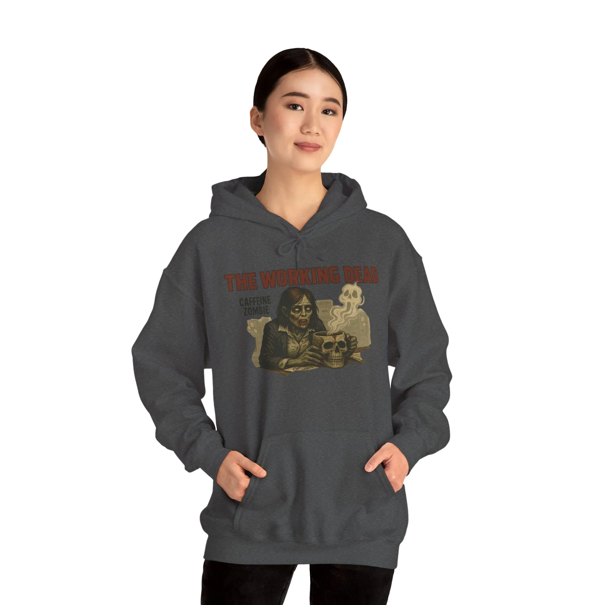 The Working Dead Women's Zombie Hoodie, Work Humor Hoodie, Halloween Work Top, Coffee Zombie Hoodie - Image 15