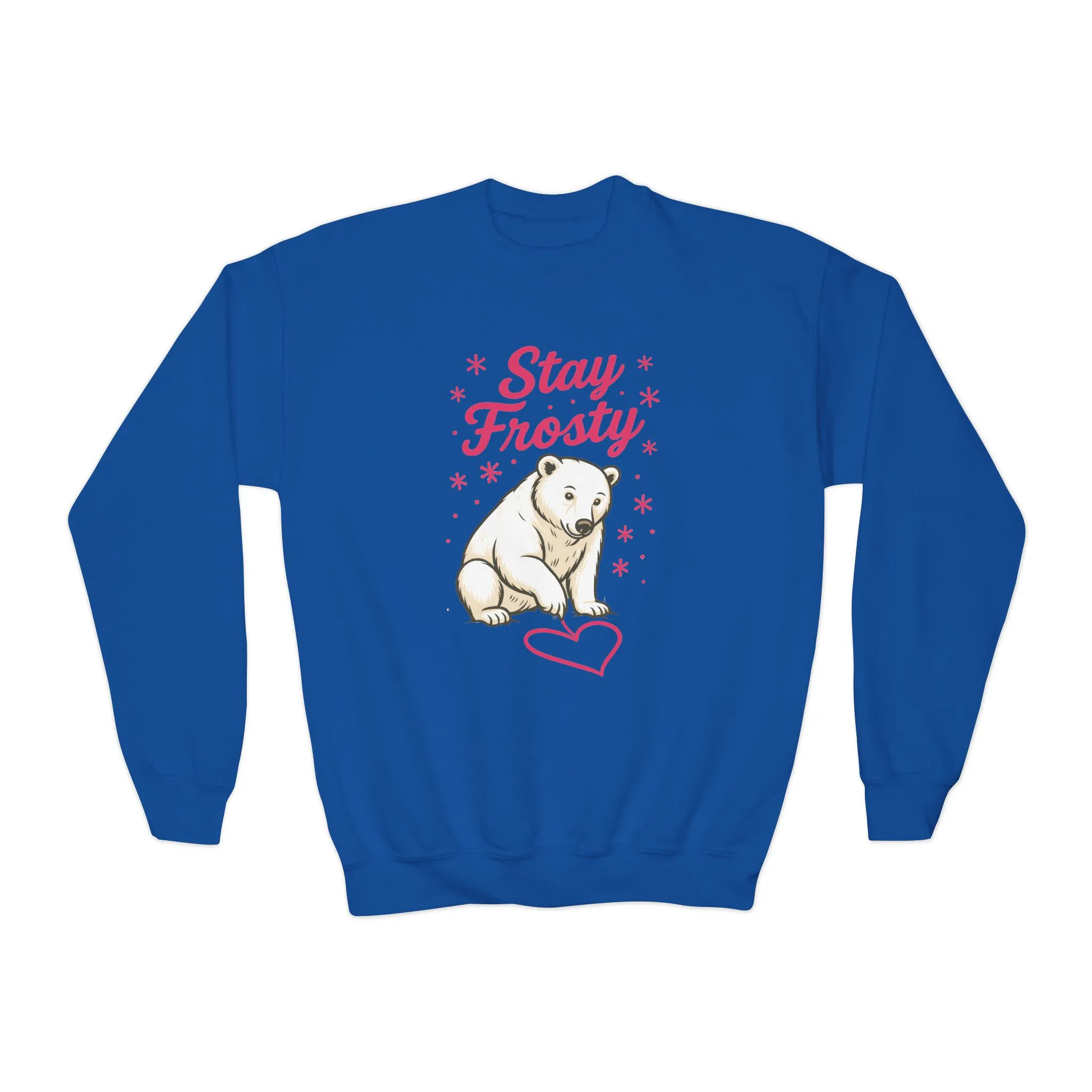 Youth Crewneck Sweatshirt, Kids Stay Frosty Polar Bear Sweatshirt, Cute Winter Animal Pullover for Children - Image 11