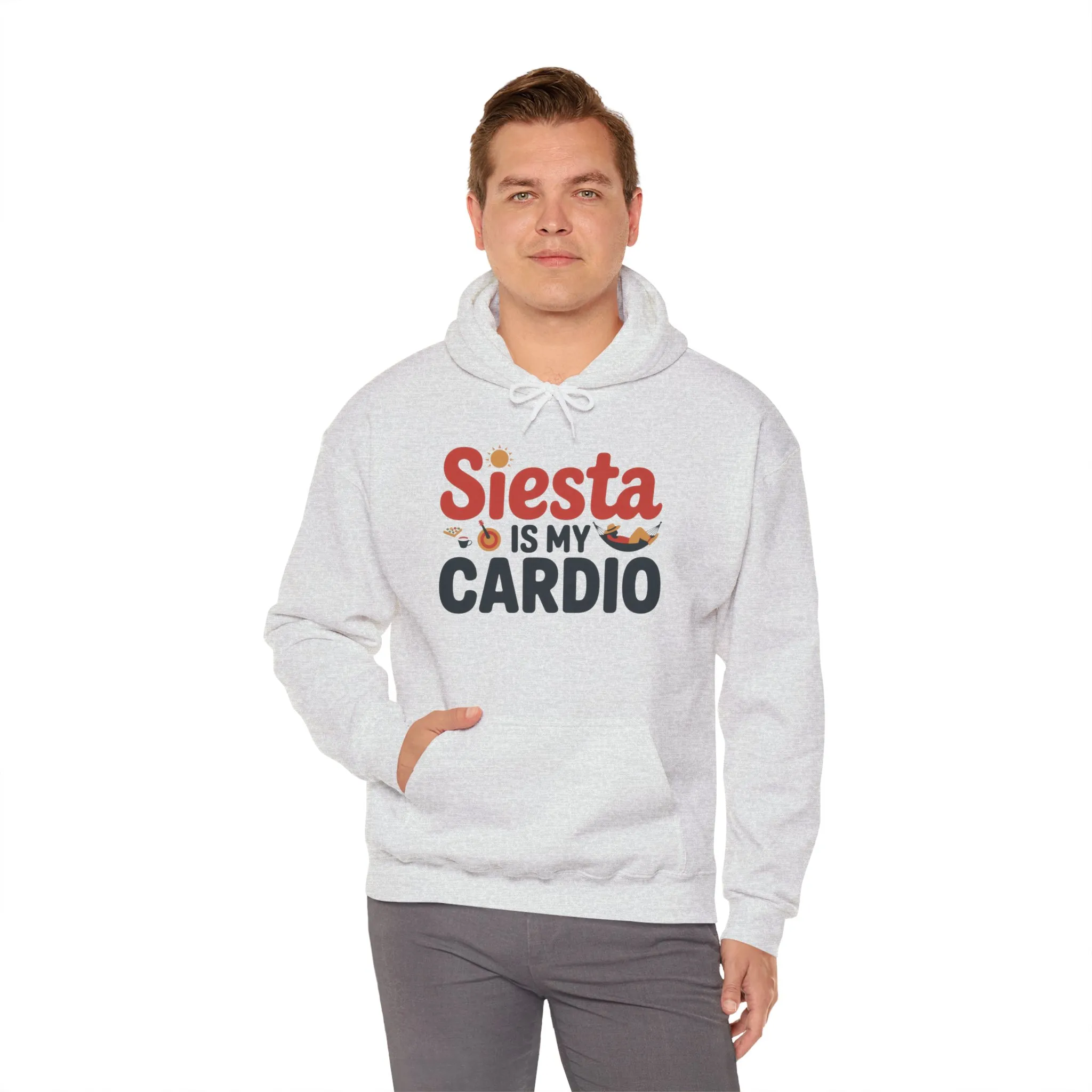 Mens Heavy Blend™ Hooded Sweatshirt, Siesta Is My Cardio Funny Mens Hoodie Spain Humor Gift - Image 8