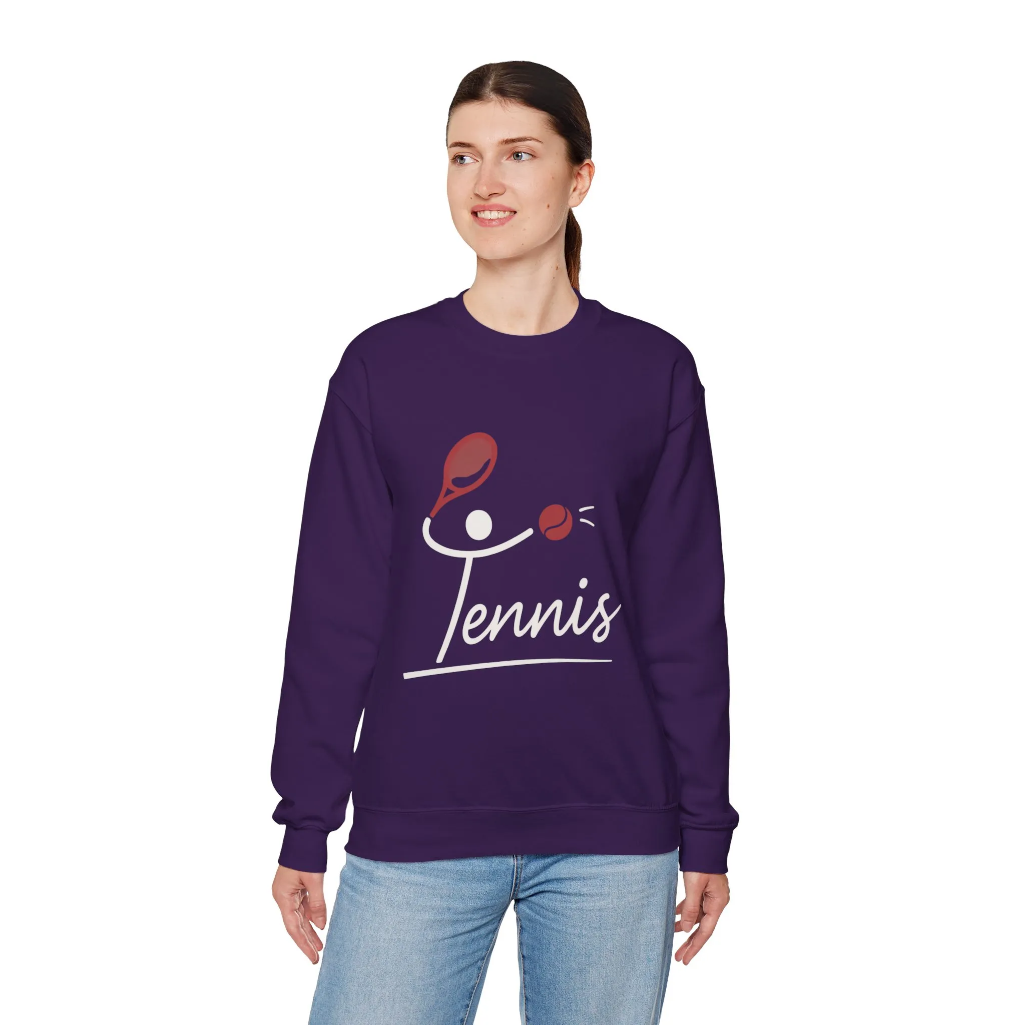 Womens Heavy Blend™ Crewneck Sweatshirt, Womens Tennis Sweatshirt, Cute Sports Graphic Pullover, Workout Gym Activewear Top - Image 4