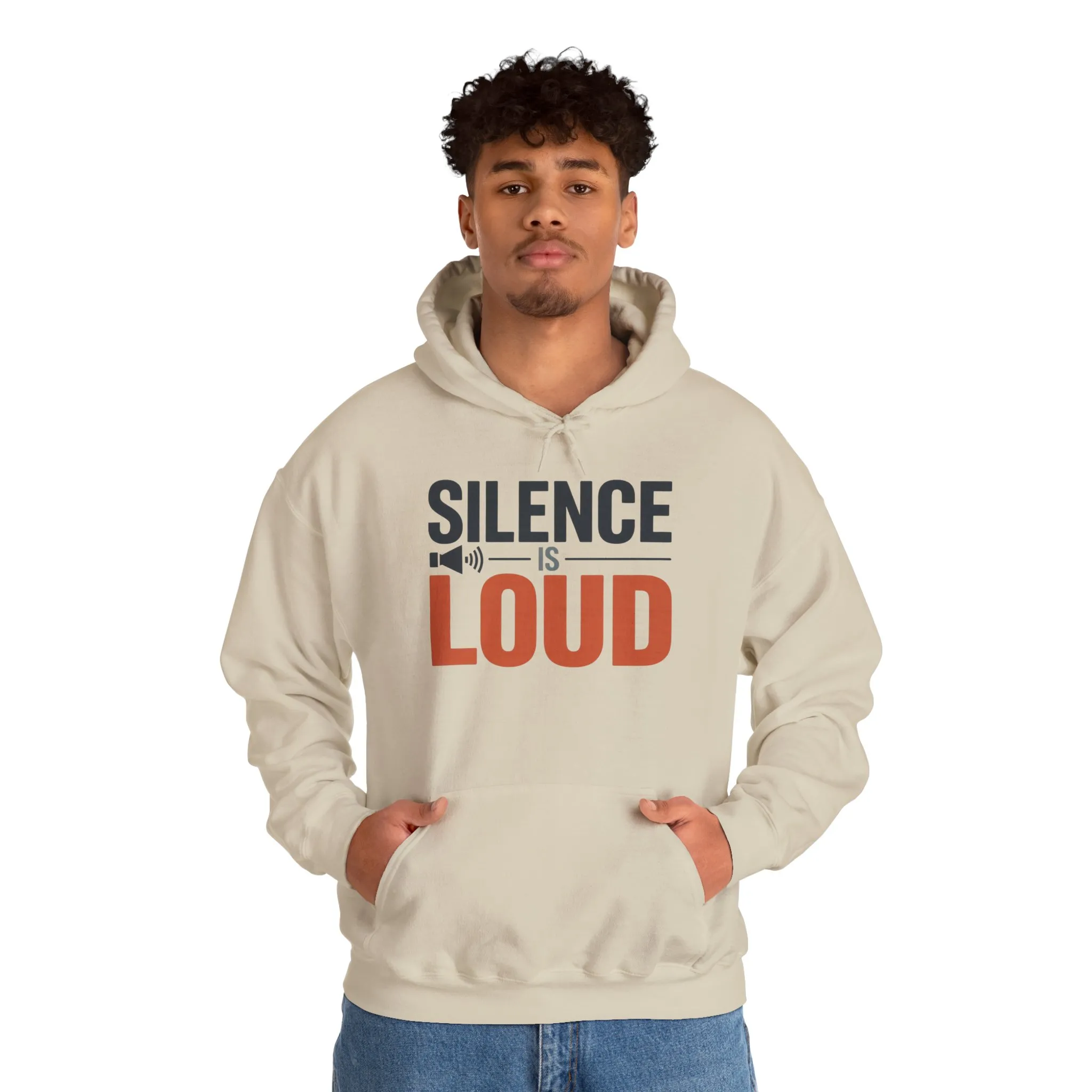 Mens Heavy Blend™ Hooded Sweatshirt, Silence Is Loud Graphic Motivational Mens Hoodie - Image 11