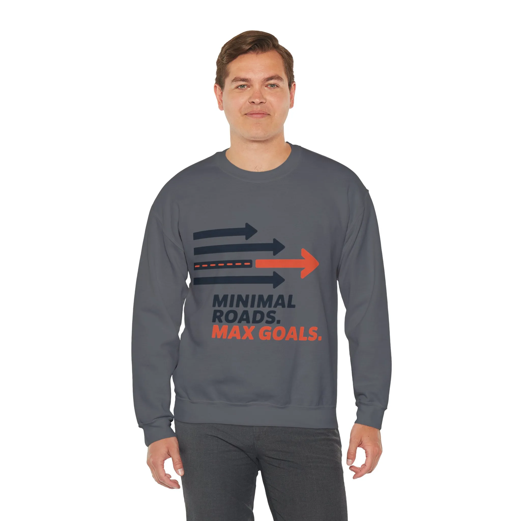 Mens Heavy Blend™ Crewneck Sweatshirt, Minimal Roads Max Goals Motivational Mens Sweatshirt - Image 21