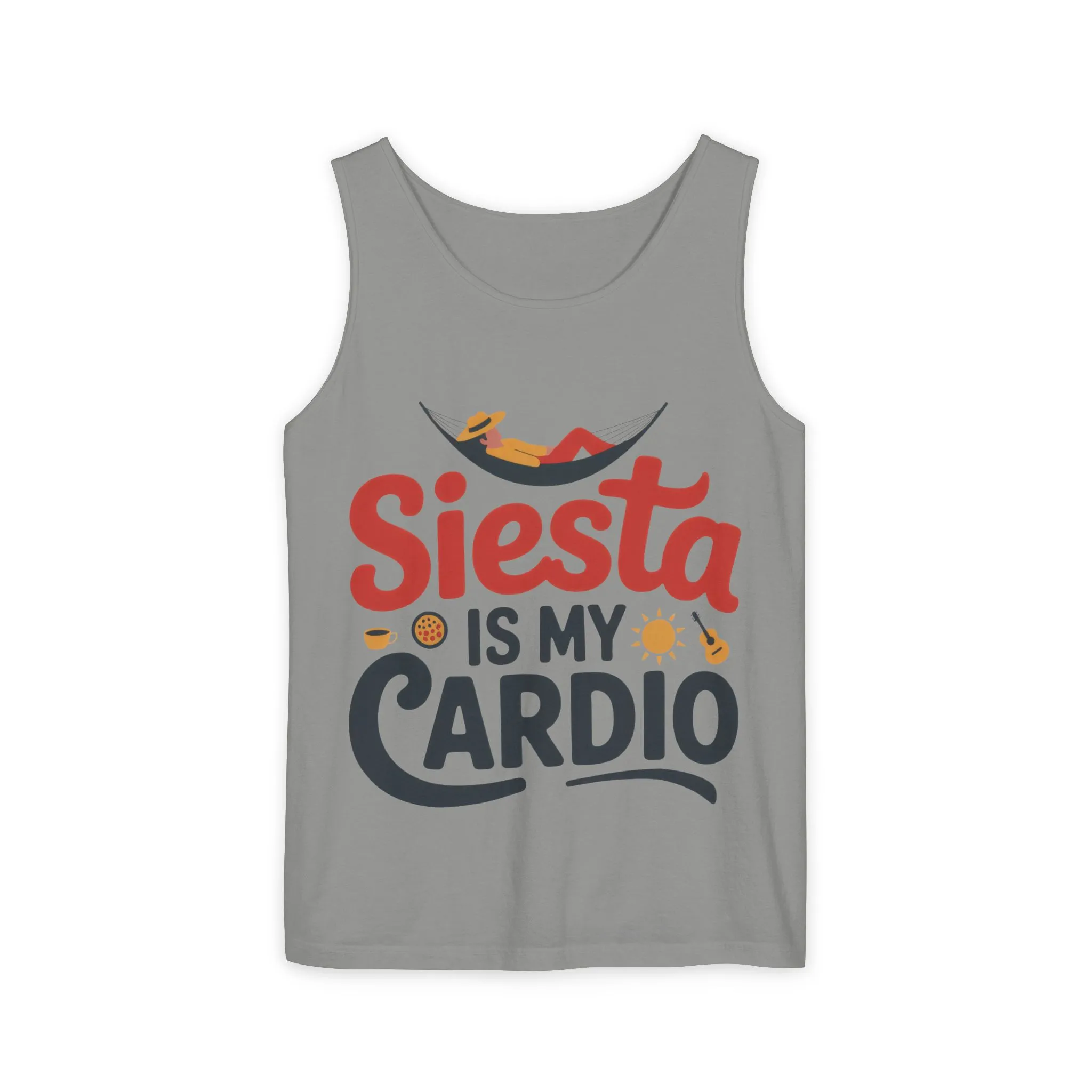 Mens Garment-Dyed Tank Top, Siesta Is My Cardio Funny Mens Tank Top Spain Humor - Image 17