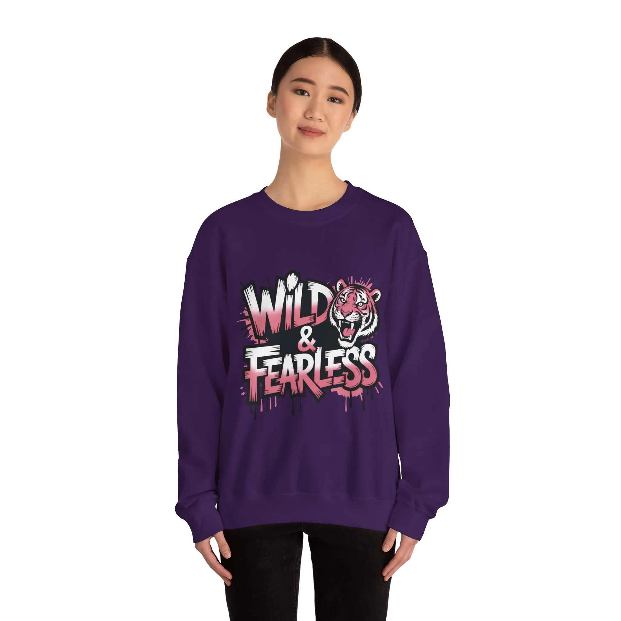Women's Sweatshirt Wild & Fearless, Tiger Graffiti Graphic Pullover, Bold Urban Streetwear Top - Image 23