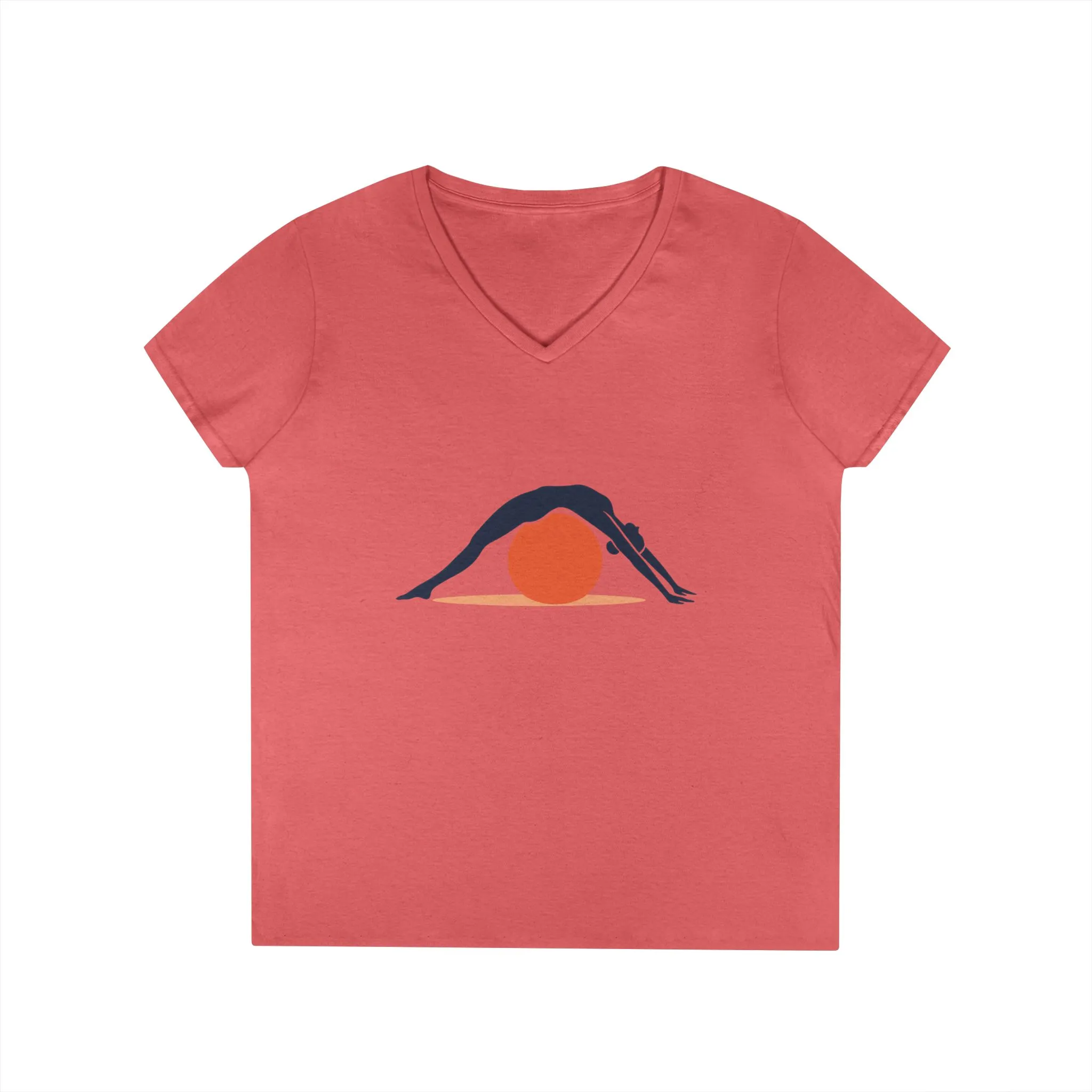 Ladies' V-Neck T-Shirt, Womens Pilates T-Shirt, Yoga Fitness Graphic Tee, Workout Gym Activewear Top - Image 4