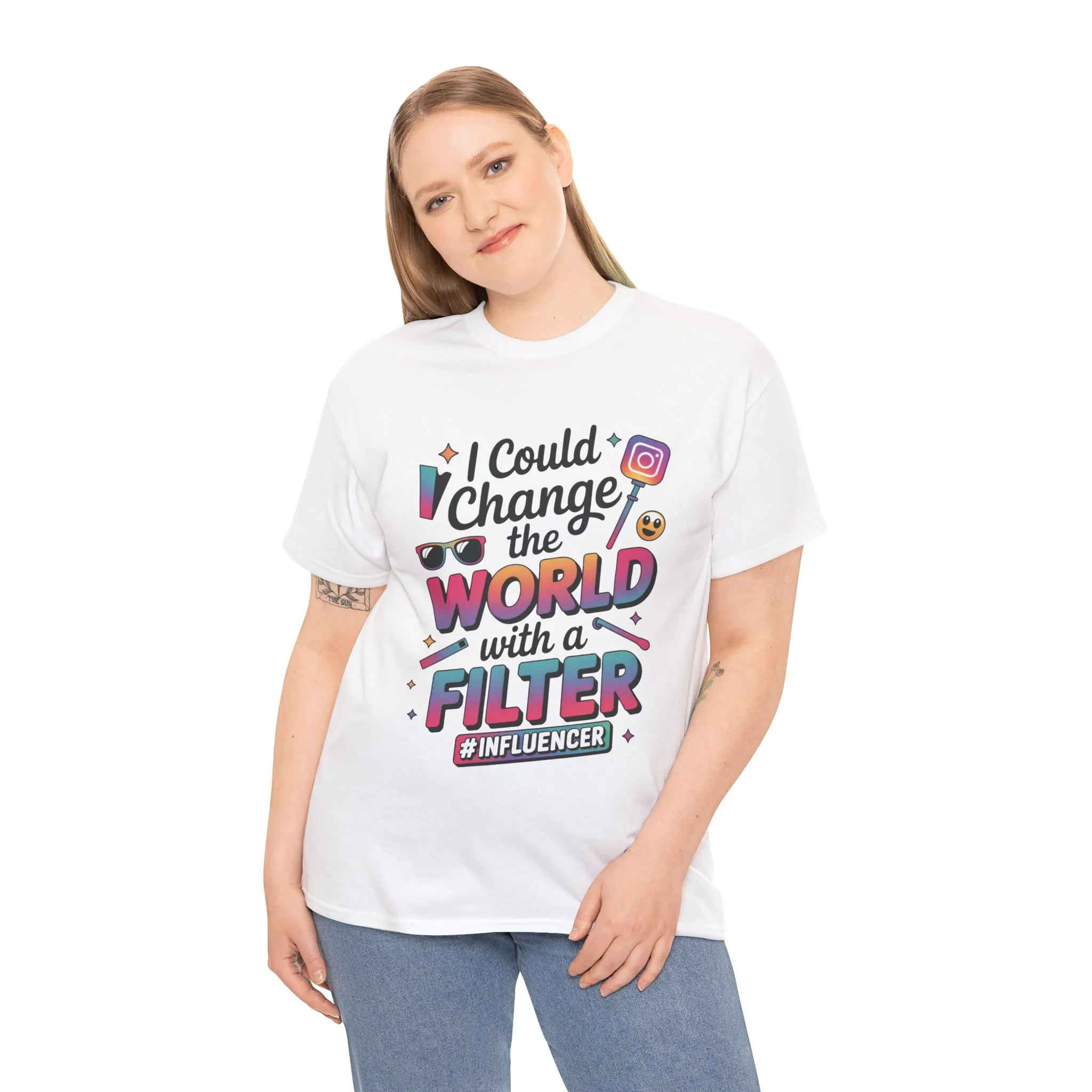 Womens Heavy Cotton Tee, Womens Influencer T-Shirt, Funny Social Media Graphic Tee, Cute Trendy Top - Image 6