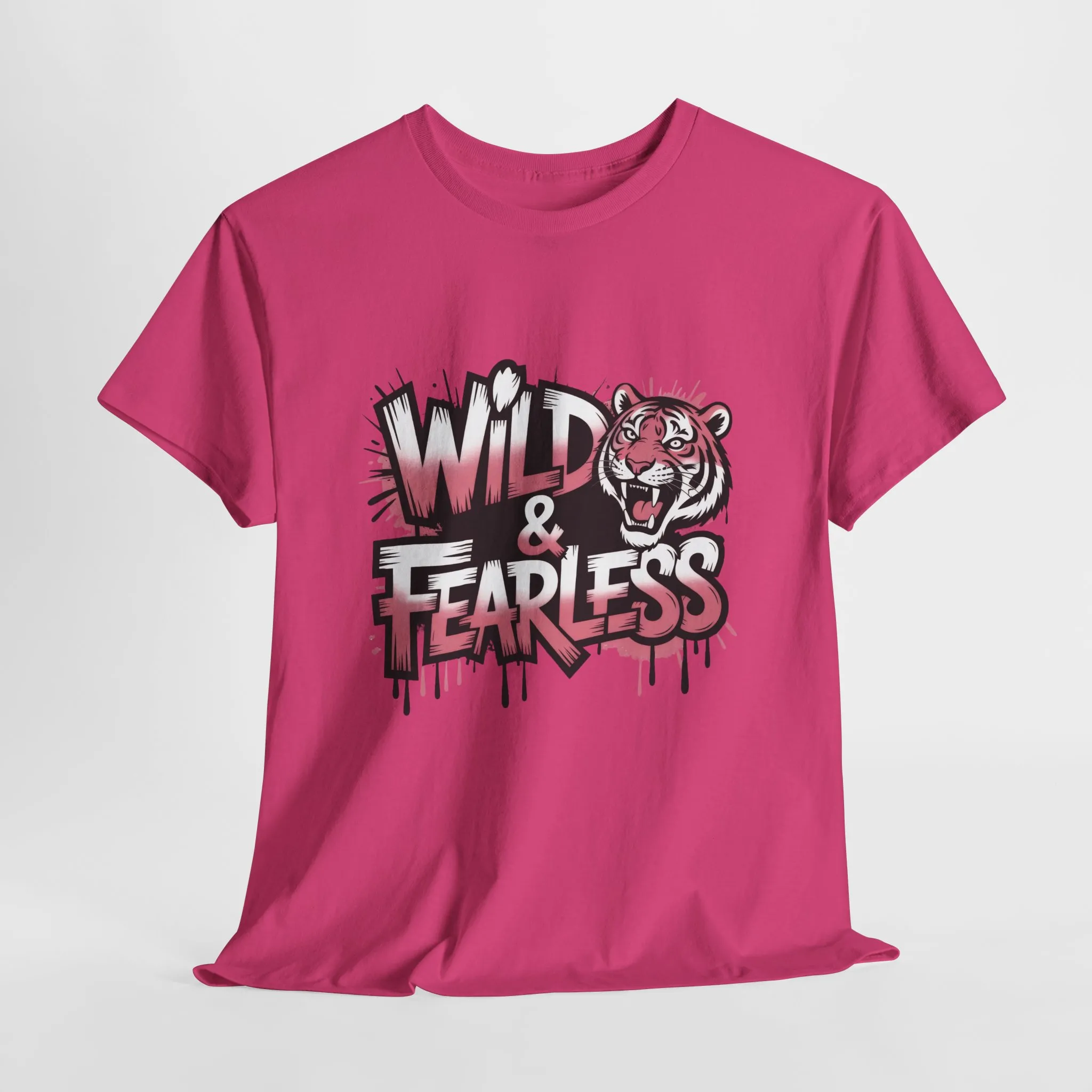 Women's Wild & Fearless T-Shirt, Tiger Graphic Graffiti Tee, Bold Urban Streetwear Top - Image 2