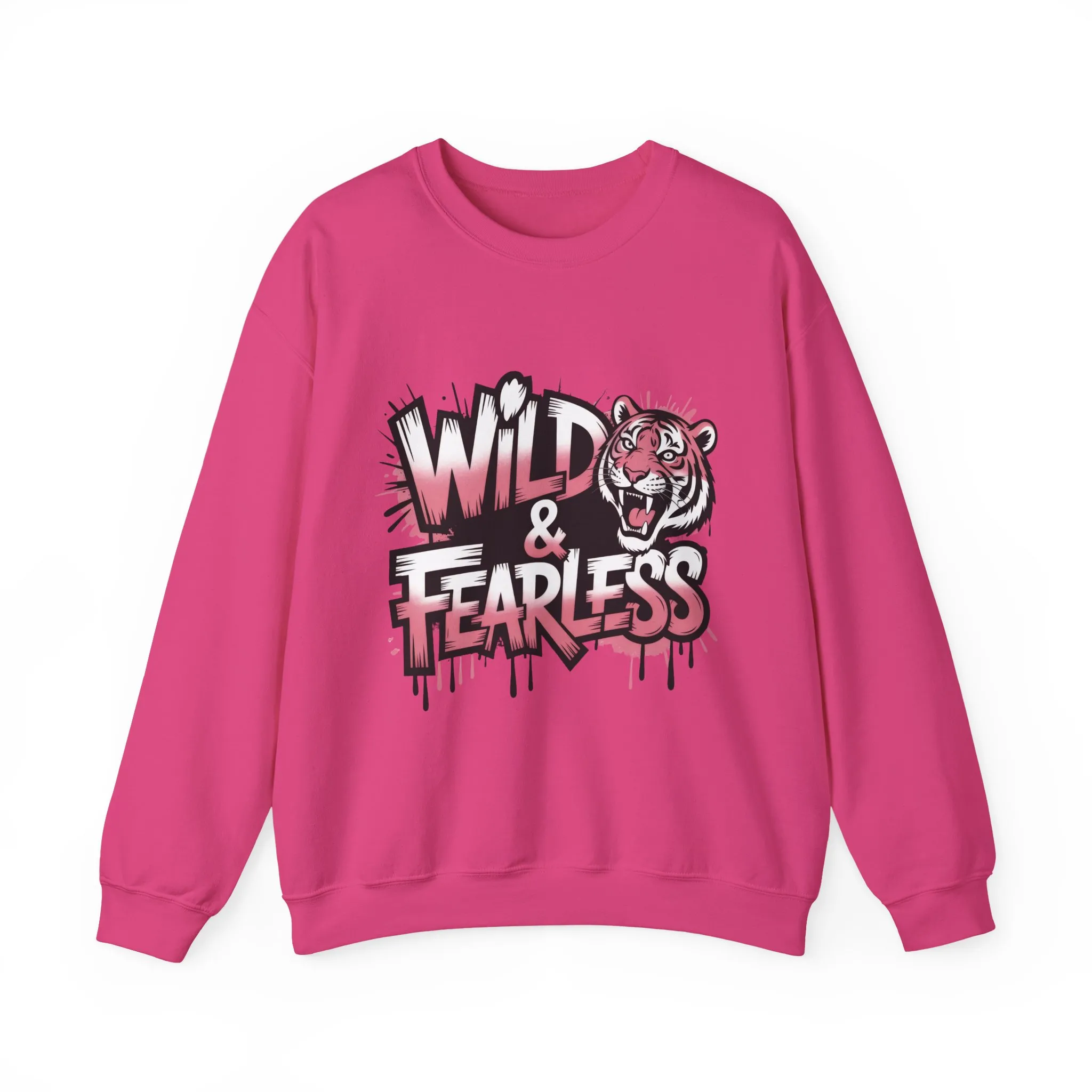 Women's Sweatshirt Wild & Fearless, Tiger Graffiti Graphic Pullover, Bold Urban Streetwear Top - Image 2